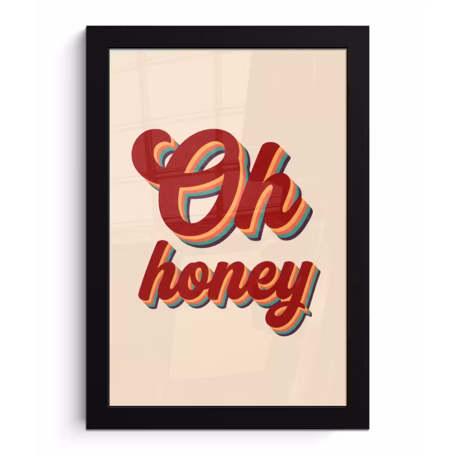 Oh honey - Rood - Schaduw fotolijst zwart zonder passe partout klein -3d