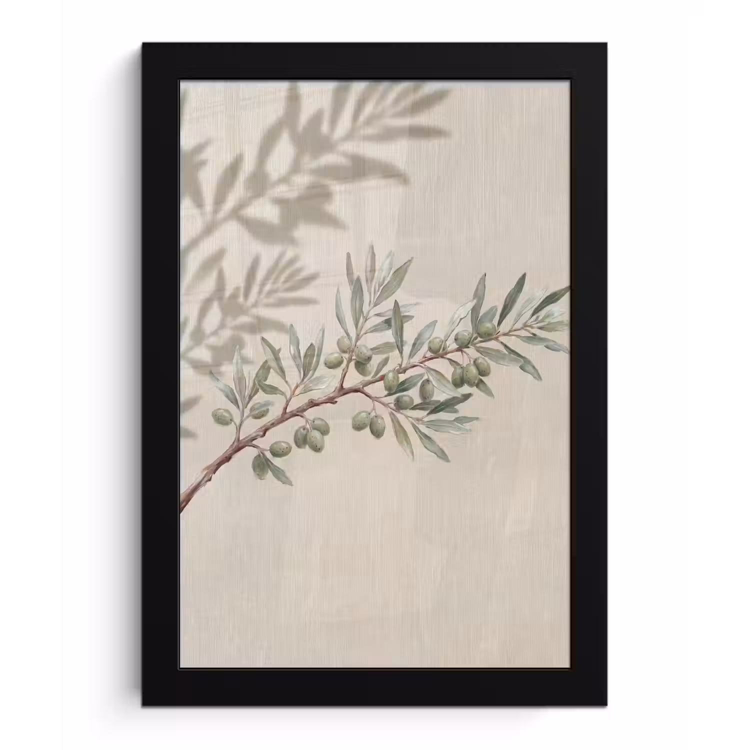 Olijftak - Bladeren - Natuur - Groen - Beige fotolijst zwart zonder passe partout klein -3d