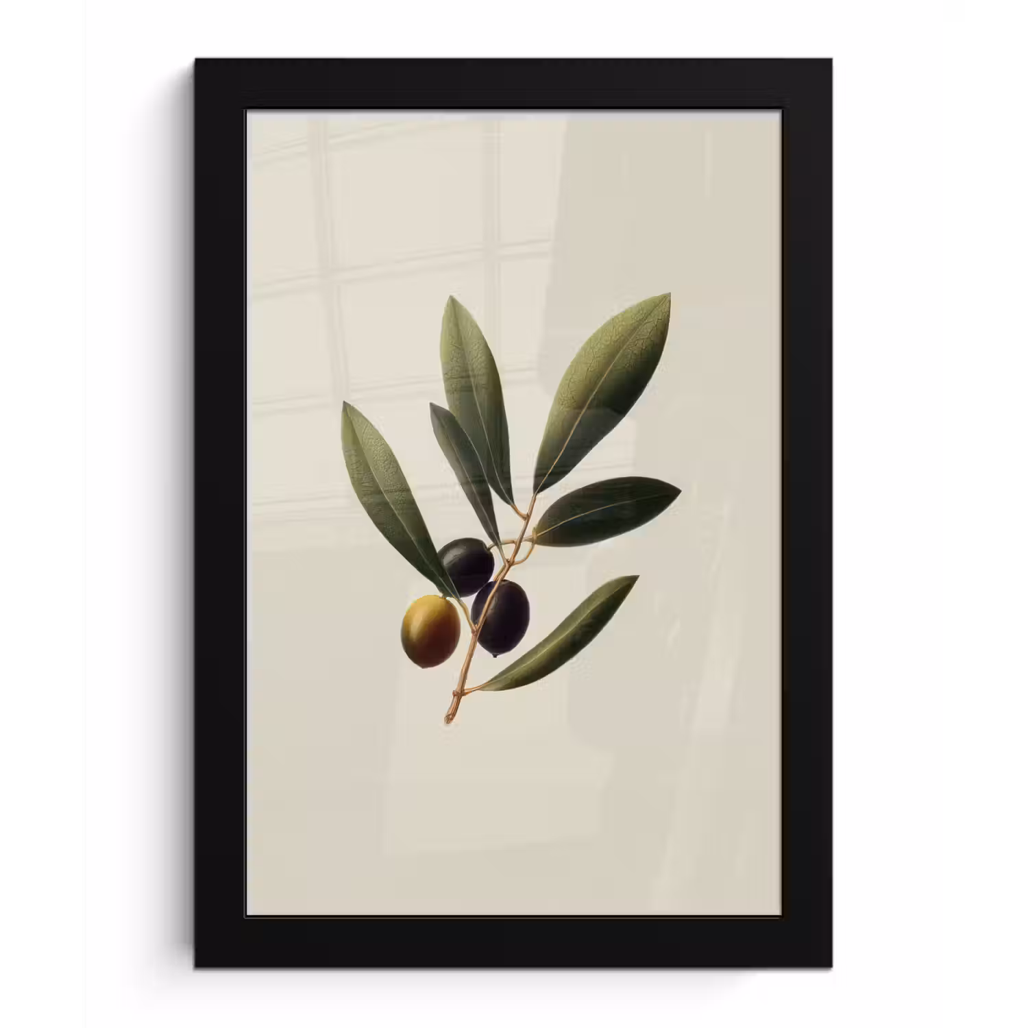 Olijftak - Donkergroen - Olijven fotolijst zwart zonder passe partout klein -3d