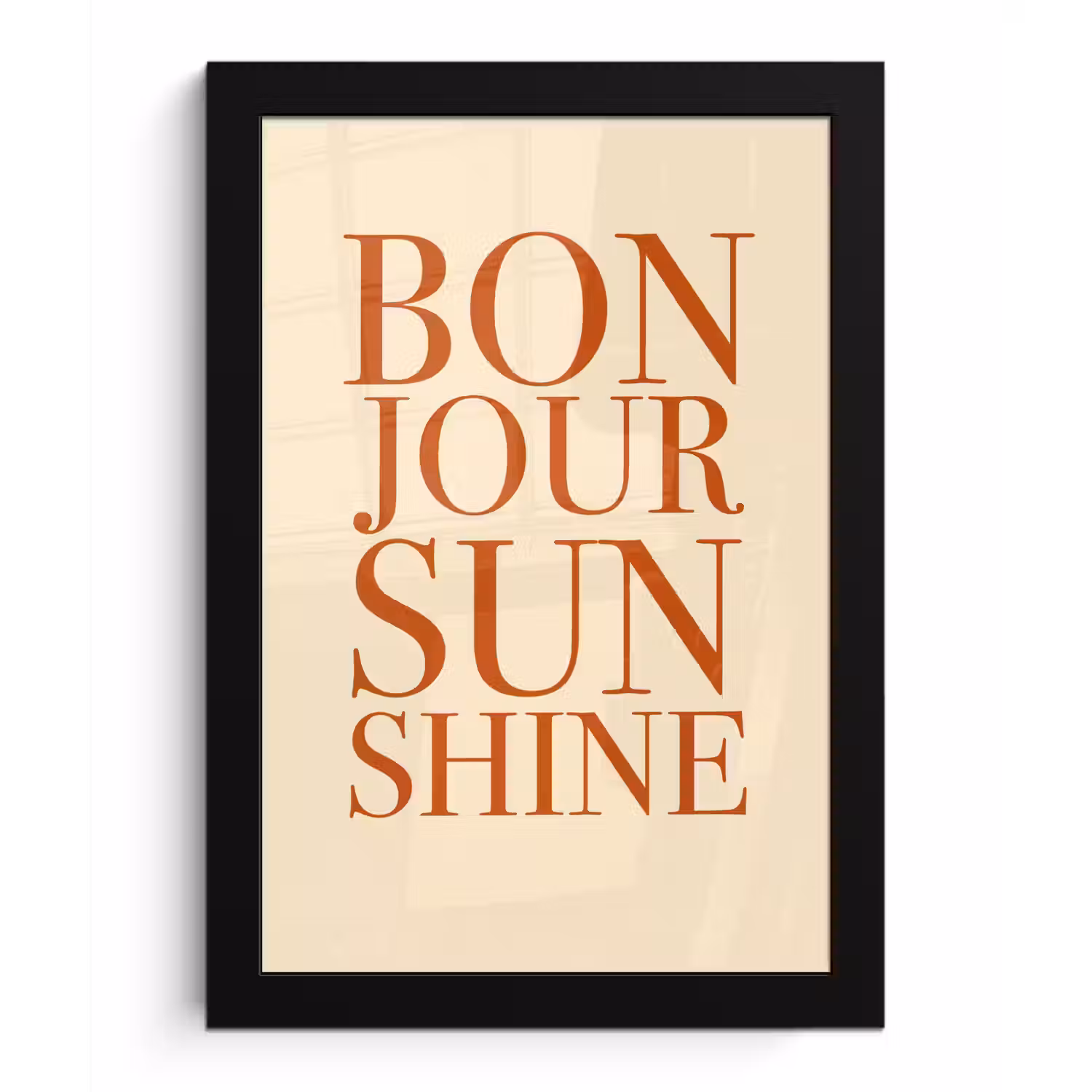 Oranje - Quote - Sun fotolijst zwart zonder passe partout klein -3d