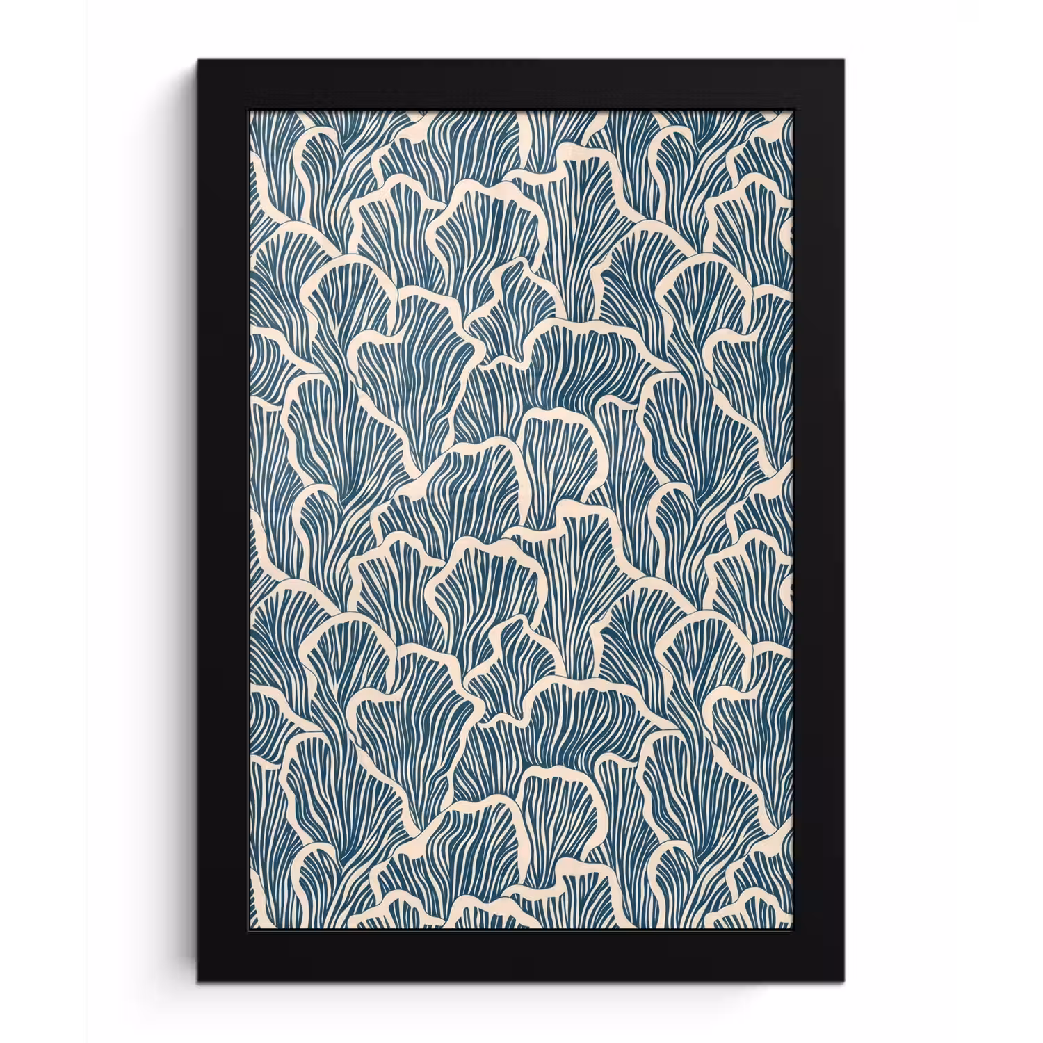 Organisch - Blauw - Crème - Schelpen fotolijst zwart zonder passe partout klein 224 -3d