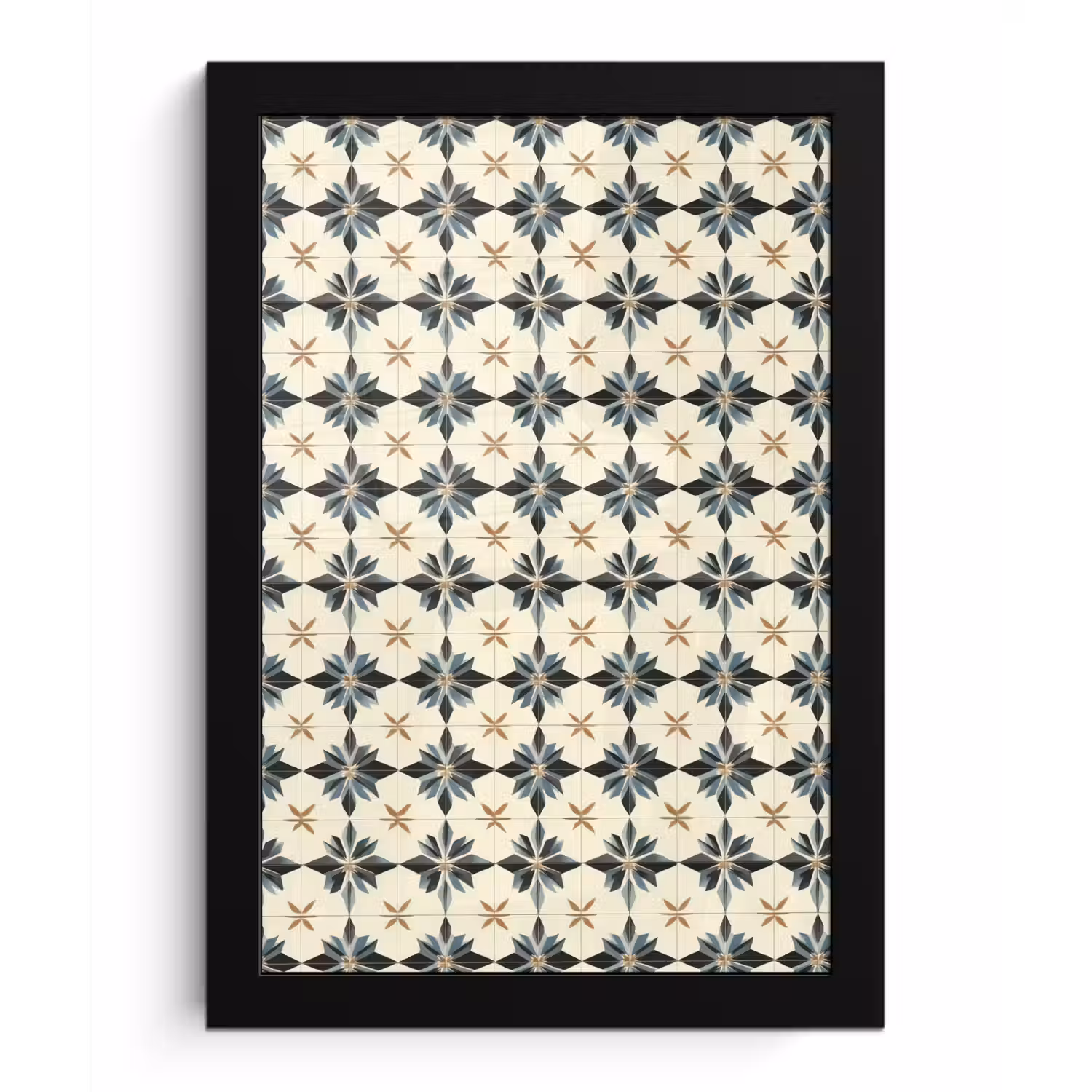 Sierlijk - Ornament - Blauw fotolijst zwart zonder passe partout klein 224 -3d
