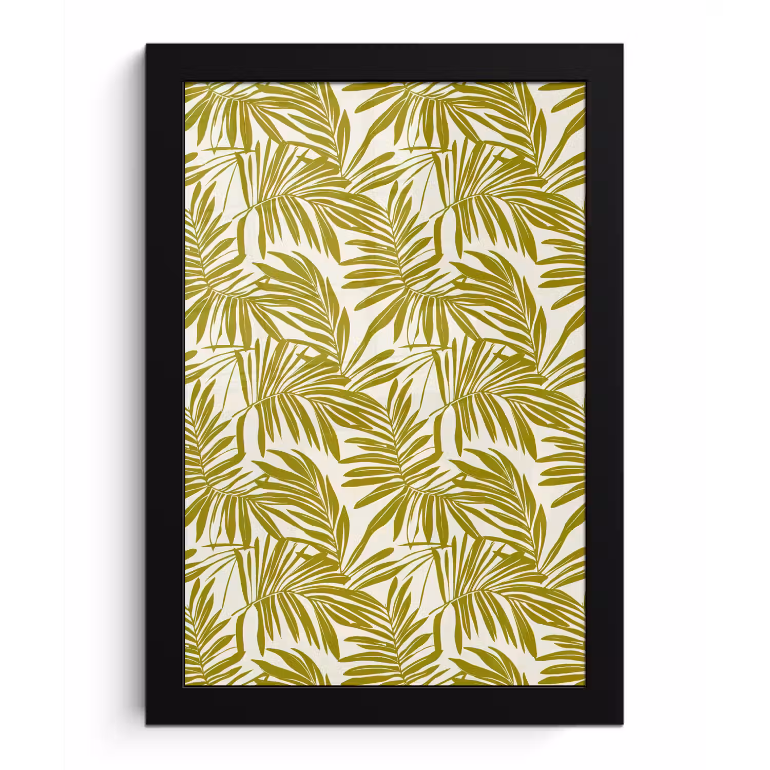 Palmblad - Patroon - Groen fotolijst zwart zonder passe partout klein 224 -3d