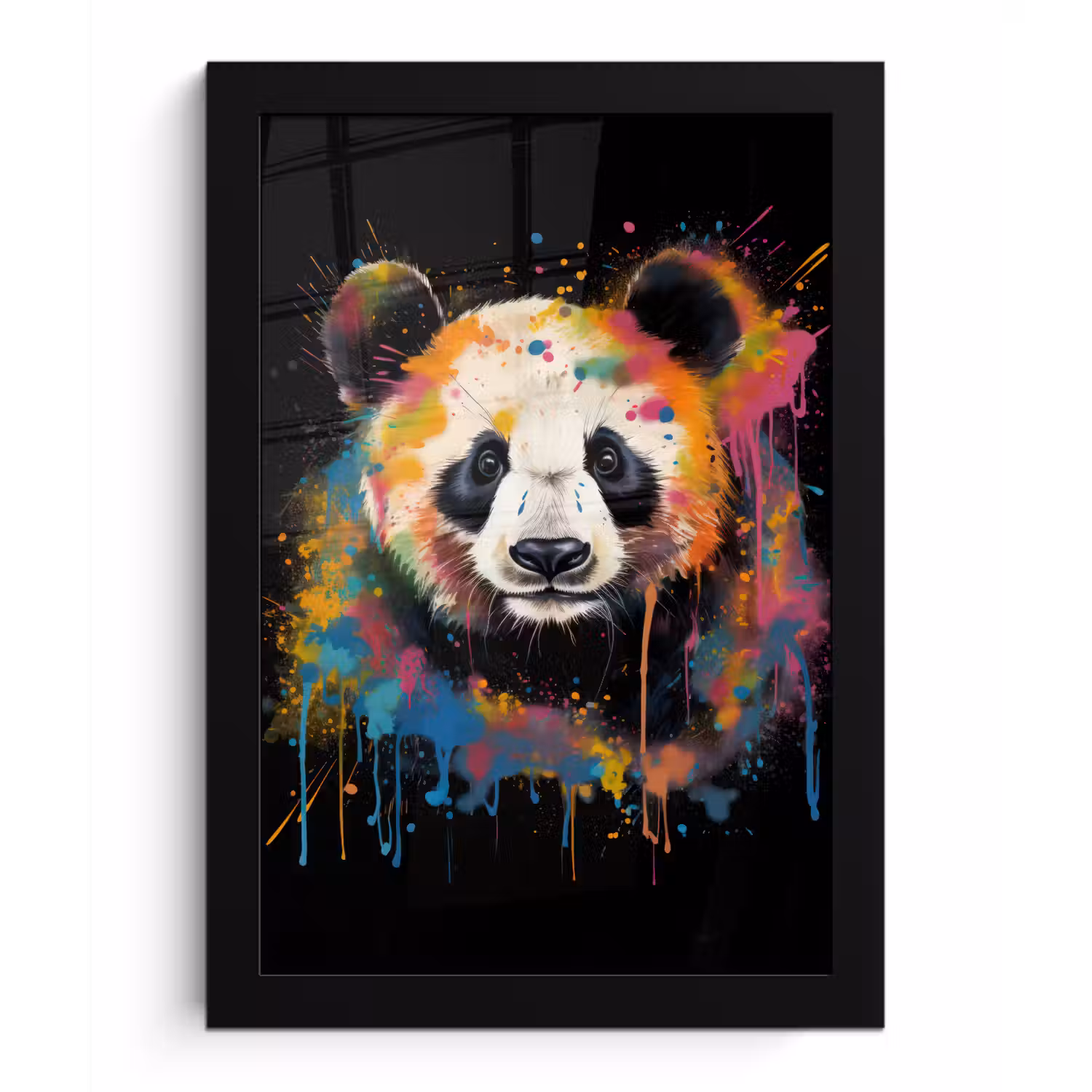 Panda - Graffiti - Dieren - Zwart - Kleuren fotolijst zwart zonder passe partout klein -3d