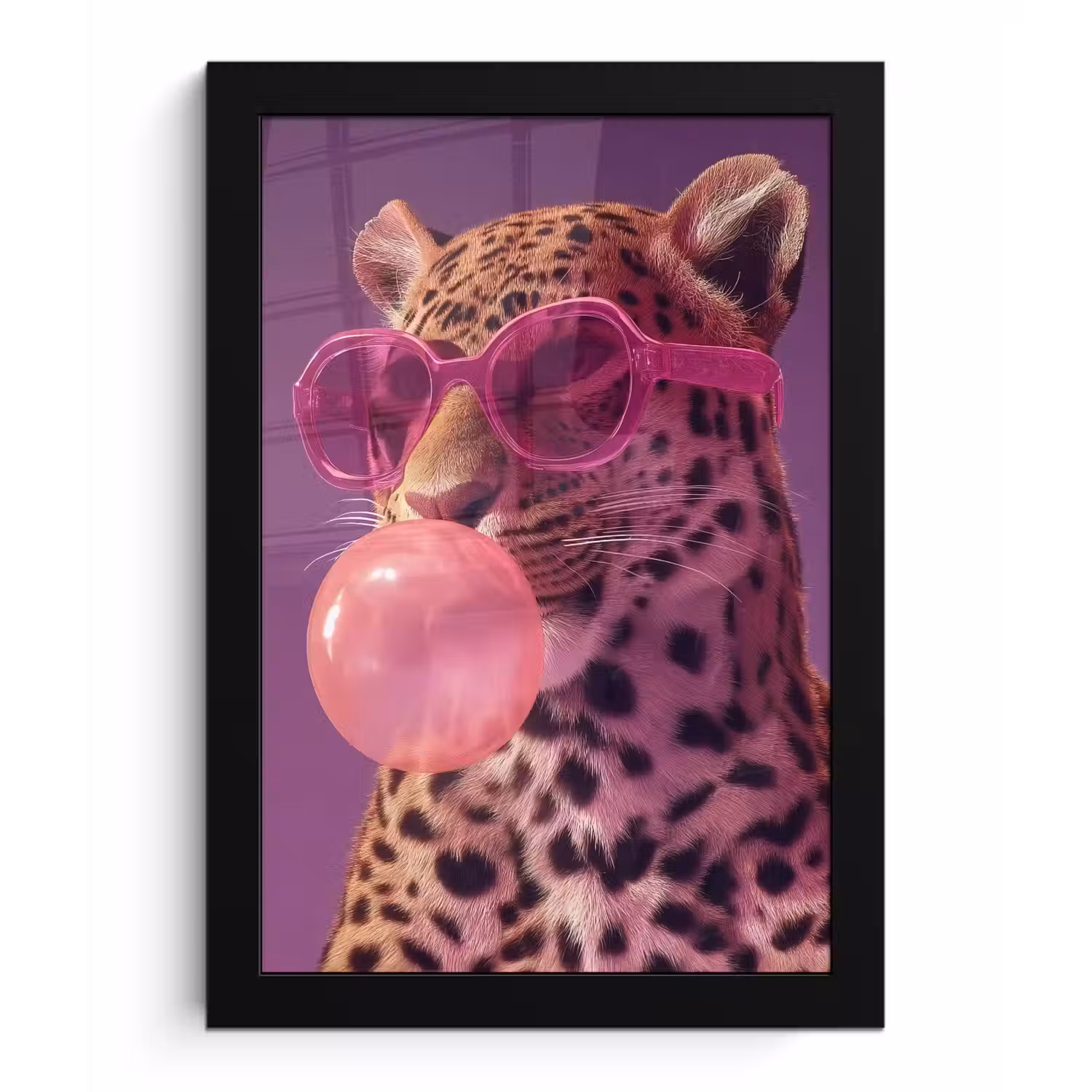 Panter - Zonnebril - Kauwgombel - Roze fotolijst zwart zonder passe partout klein -3d
