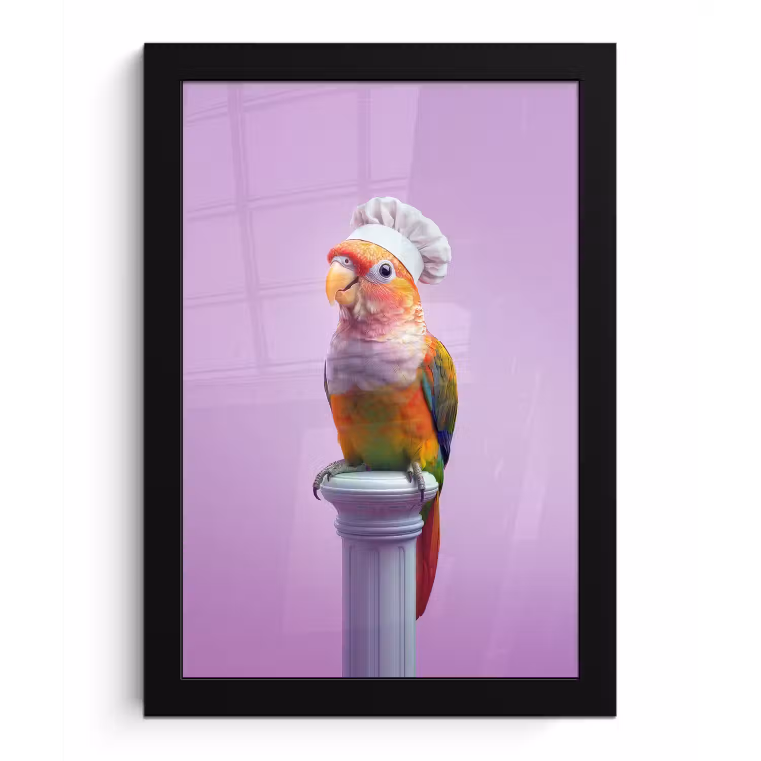 Papegaai - Koksmuts - Pilaar - Vogel fotolijst zwart zonder passe partout klein -3d