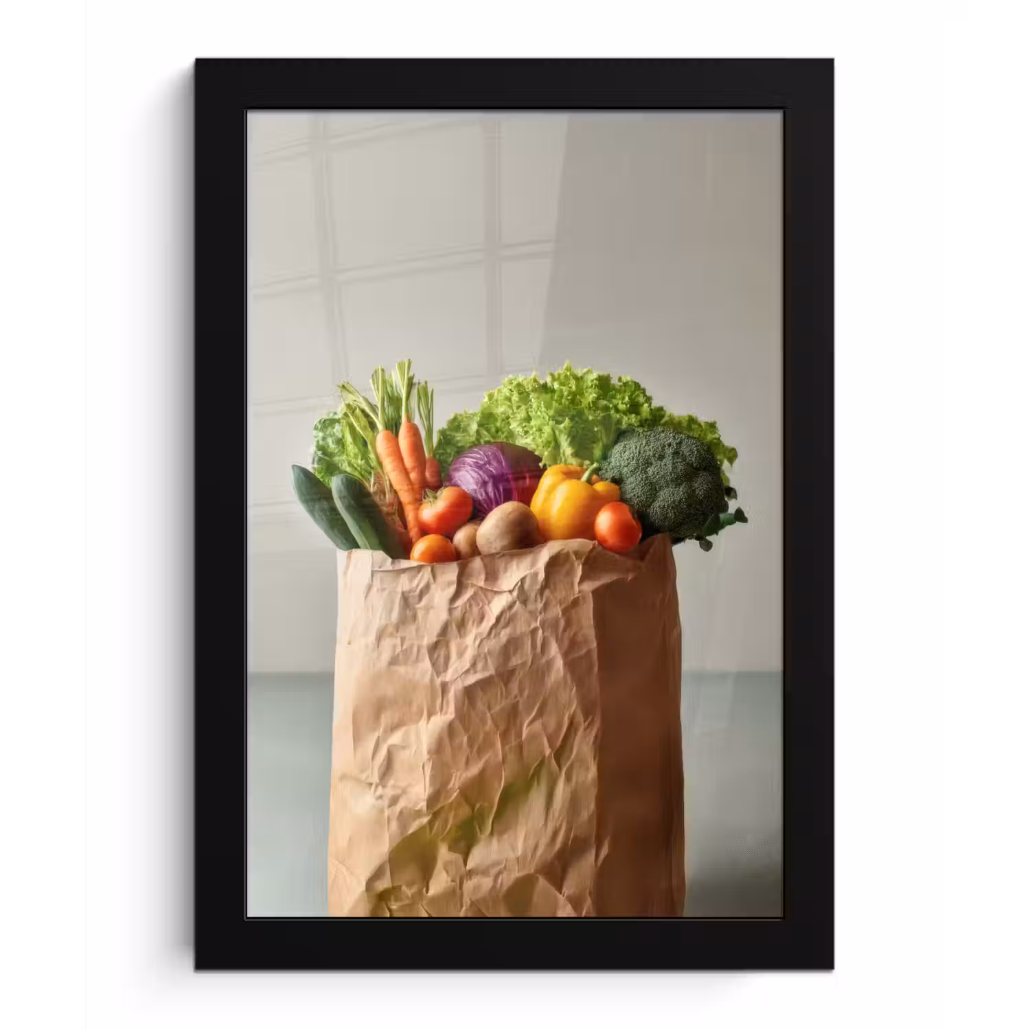 Papieren - Boodschappen - Groente - Kleurrijk fotolijst zwart zonder passe partout klein -3d