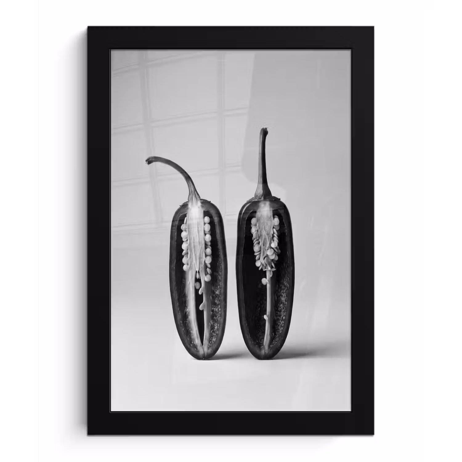 Pepers - Zwart - Wit - Zaadlijsten fotolijst zwart zonder passe partout klein -3d