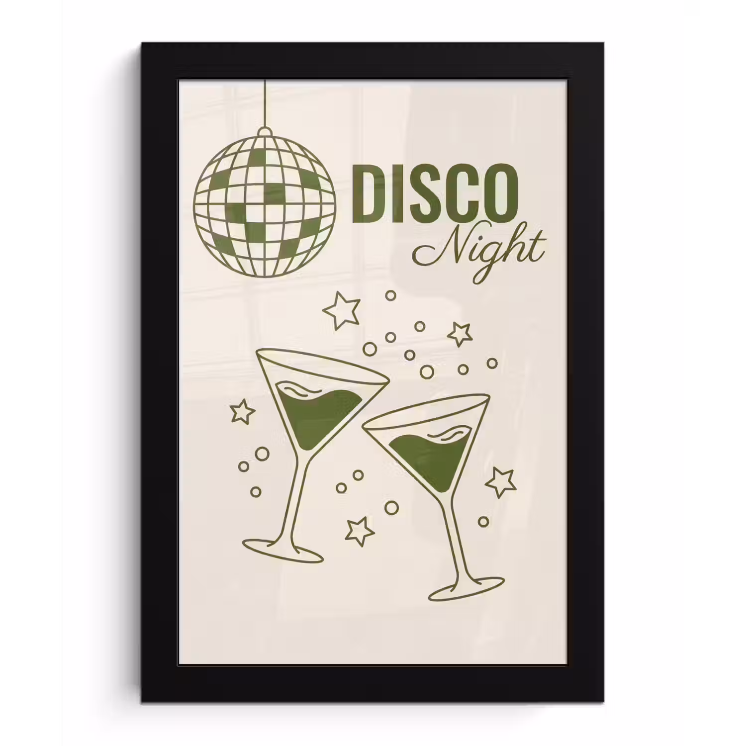 Feest - Disco - Drank - Illustratie - Groen fotolijst zwart zonder passe partout klein -3d