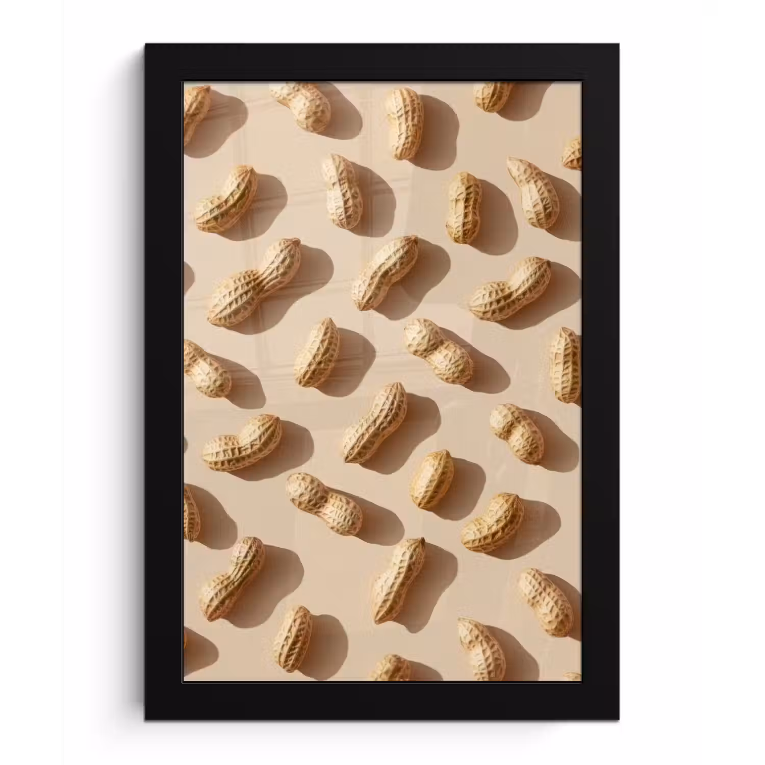 Pinda's - Patroon - Beige fotolijst zwart zonder passe partout klein -3d