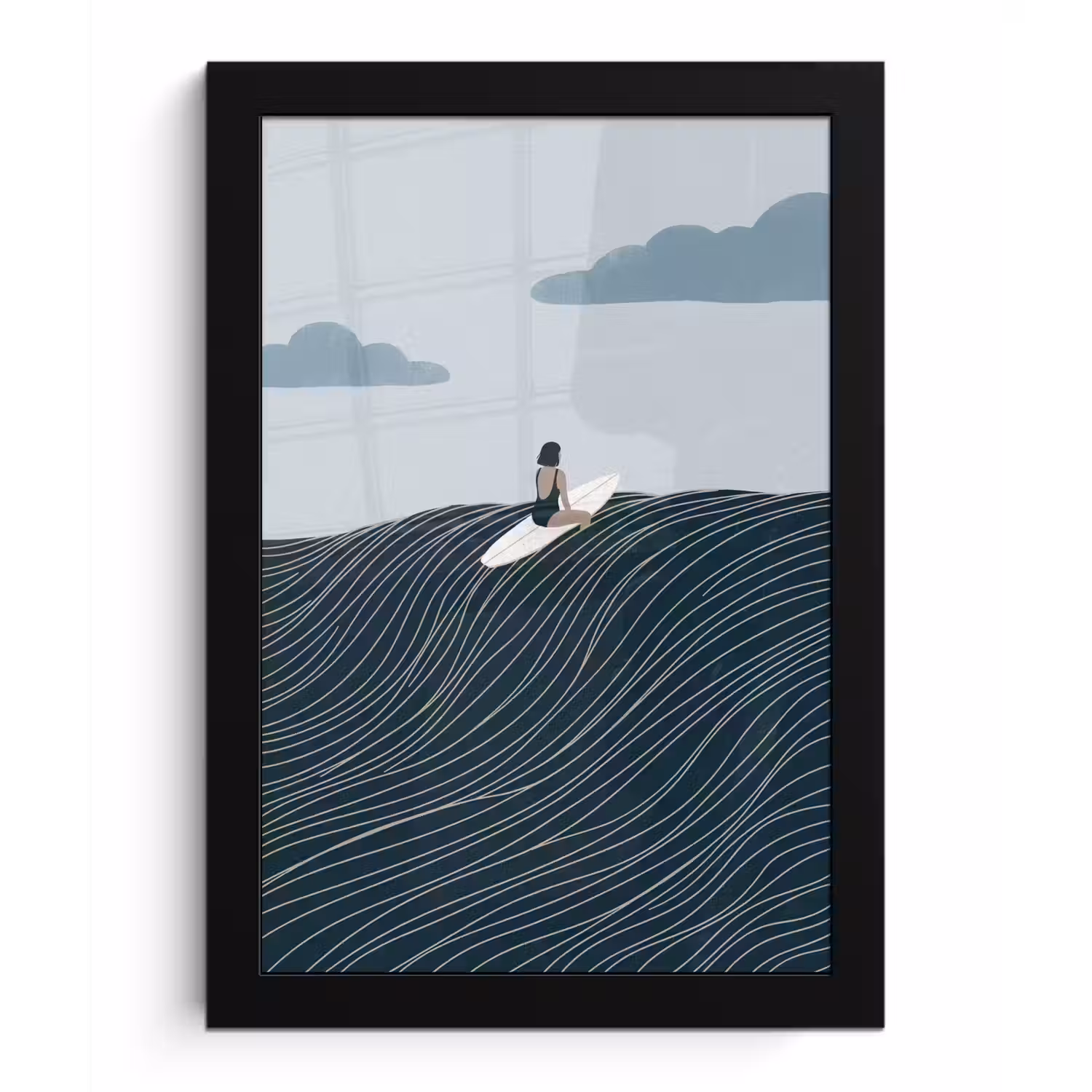 Persoon - Surfen - Oceaan - Natuur - Modern fotolijst zwart zonder passe partout klein -3d