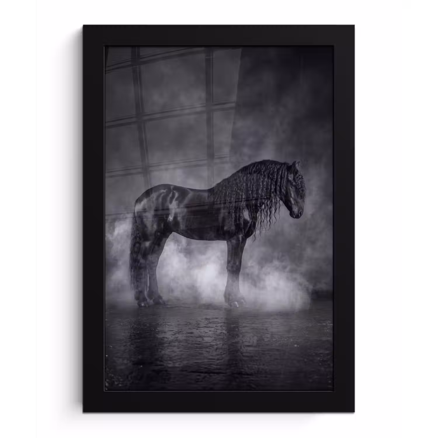Paard - Magisch - Zwart fotolijst zwart zonder passe partout klein -3d