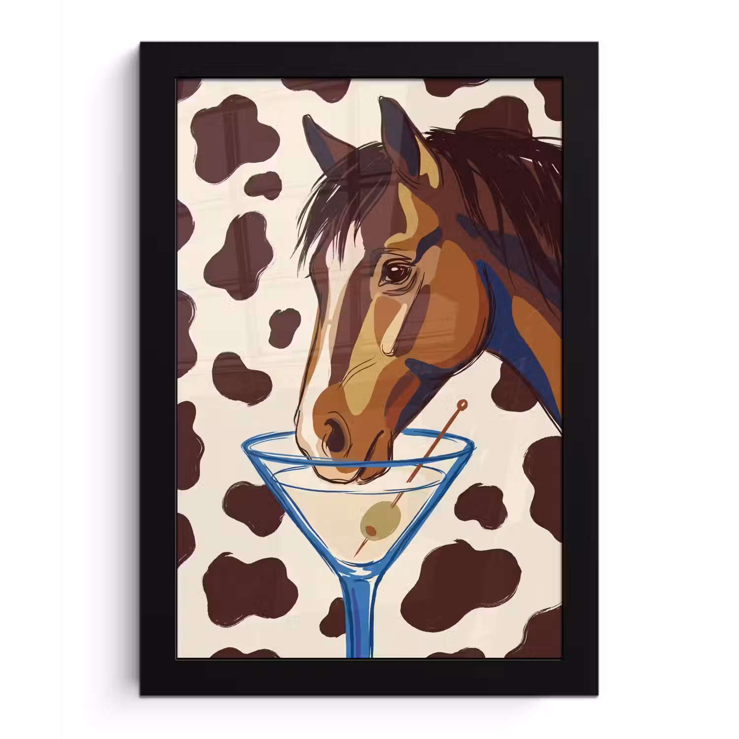 Paard - Martini - Dieren - Abstract - Bruin fotolijst zwart zonder passe partout klein -3d