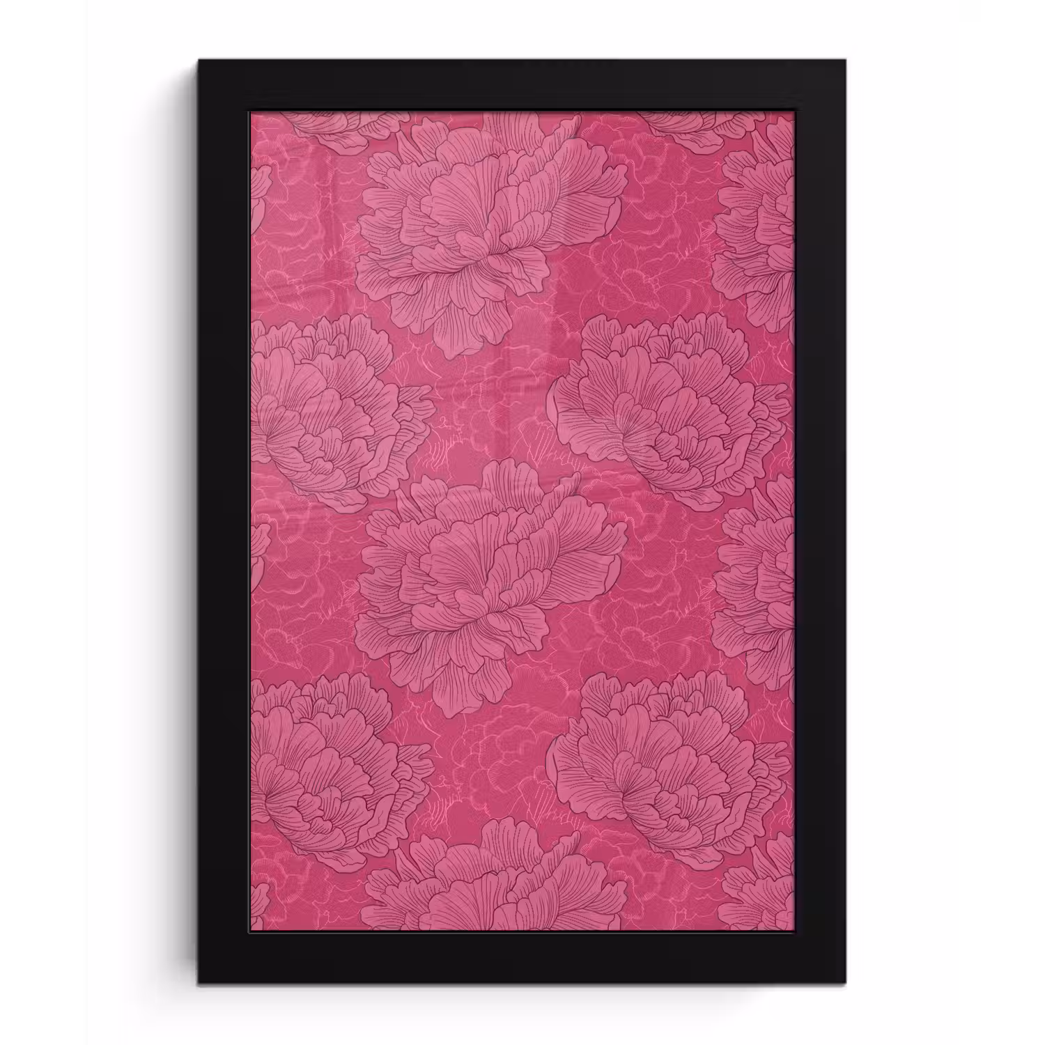 Pioenrozen - Energiek - Roze fotolijst zwart zonder passe partout klein 224 -3d