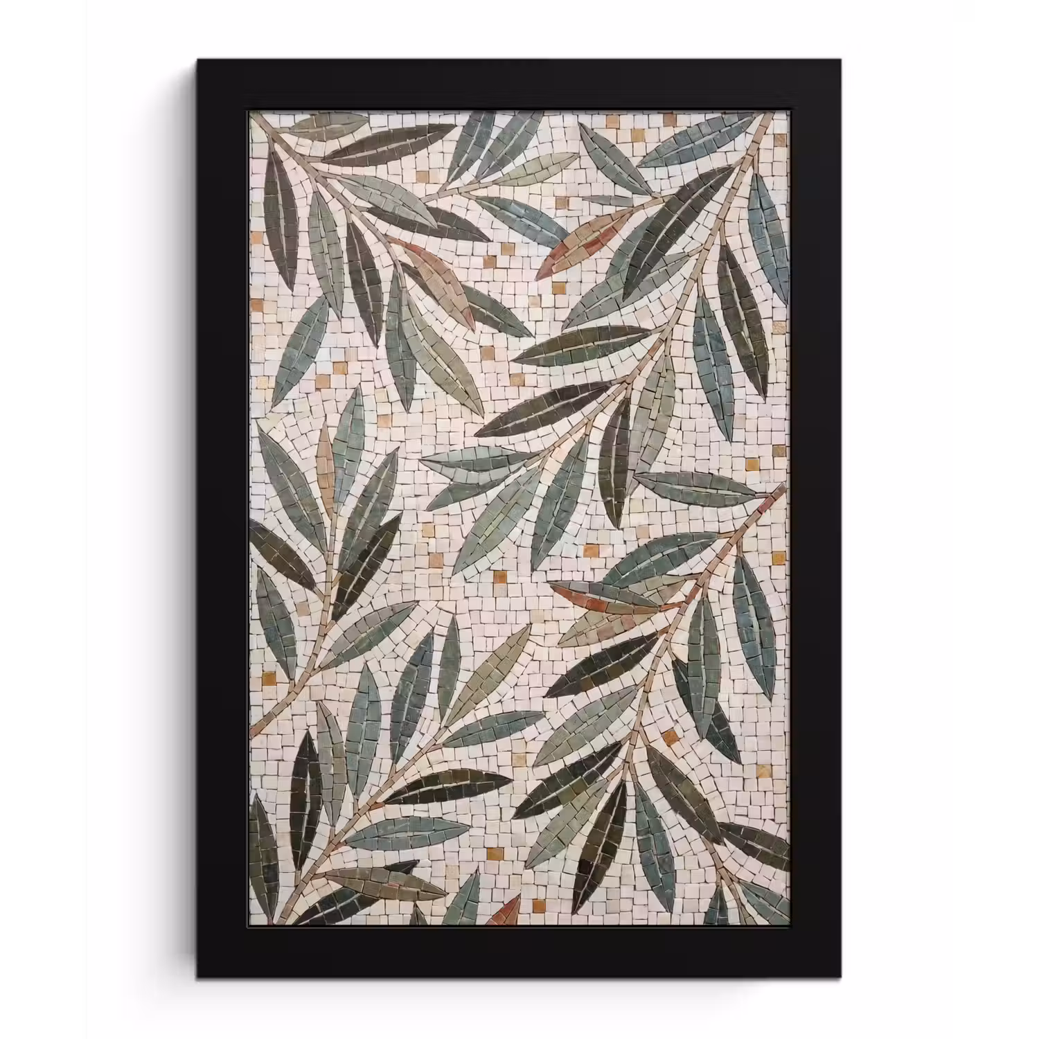 Plant - Blad - Mozaïek - Groen fotolijst zwart zonder passe partout klein -3d