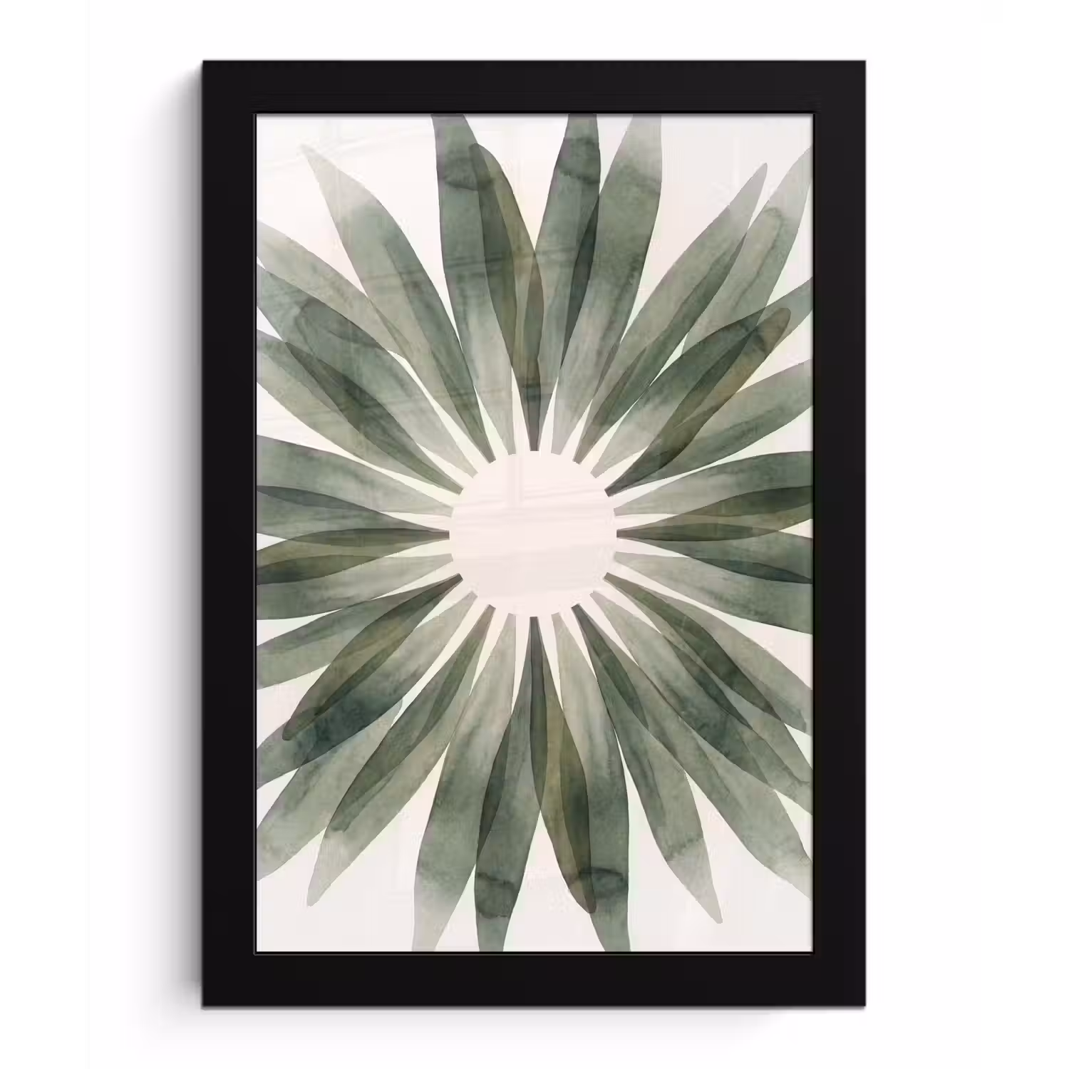 Planten - Abstract - Waterverf - Groen - Natuur fotolijst zwart zonder passe partout klein -3d