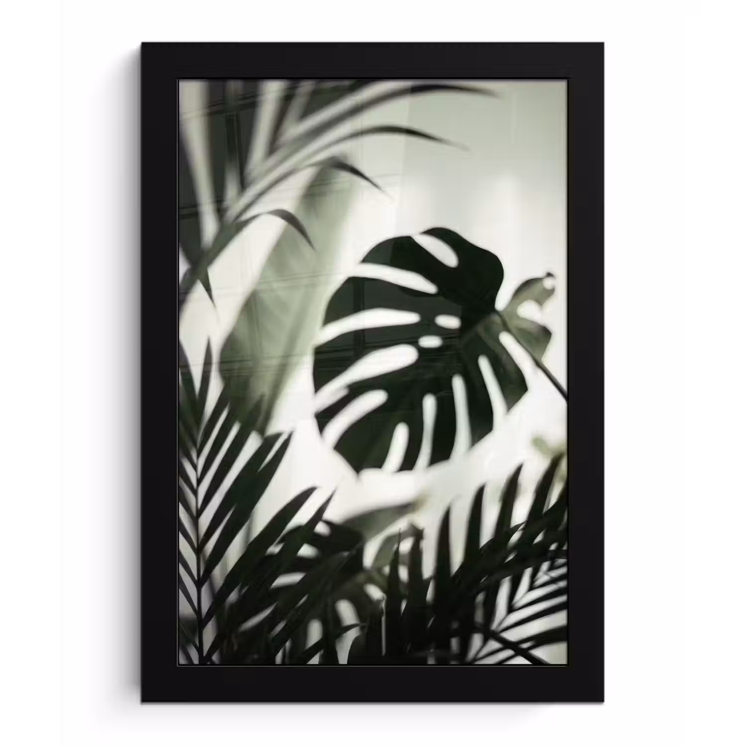 Planten - Bladeren - Natuur - Minimalistisch - Groen fotolijst zwart zonder passe partout klein -3d