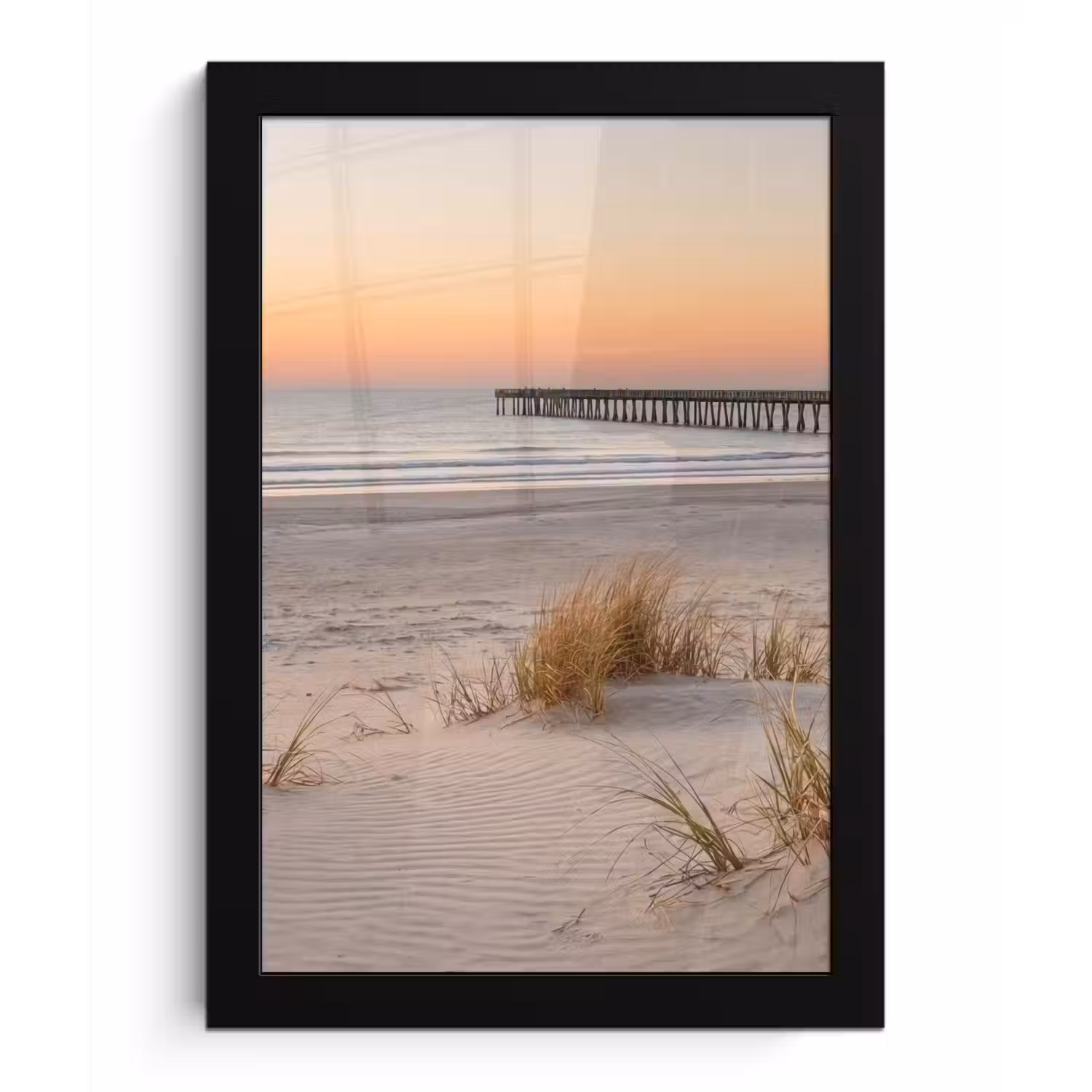 Pier - Zonsondergang - Strand fotolijst zwart zonder passe partout klein -3d