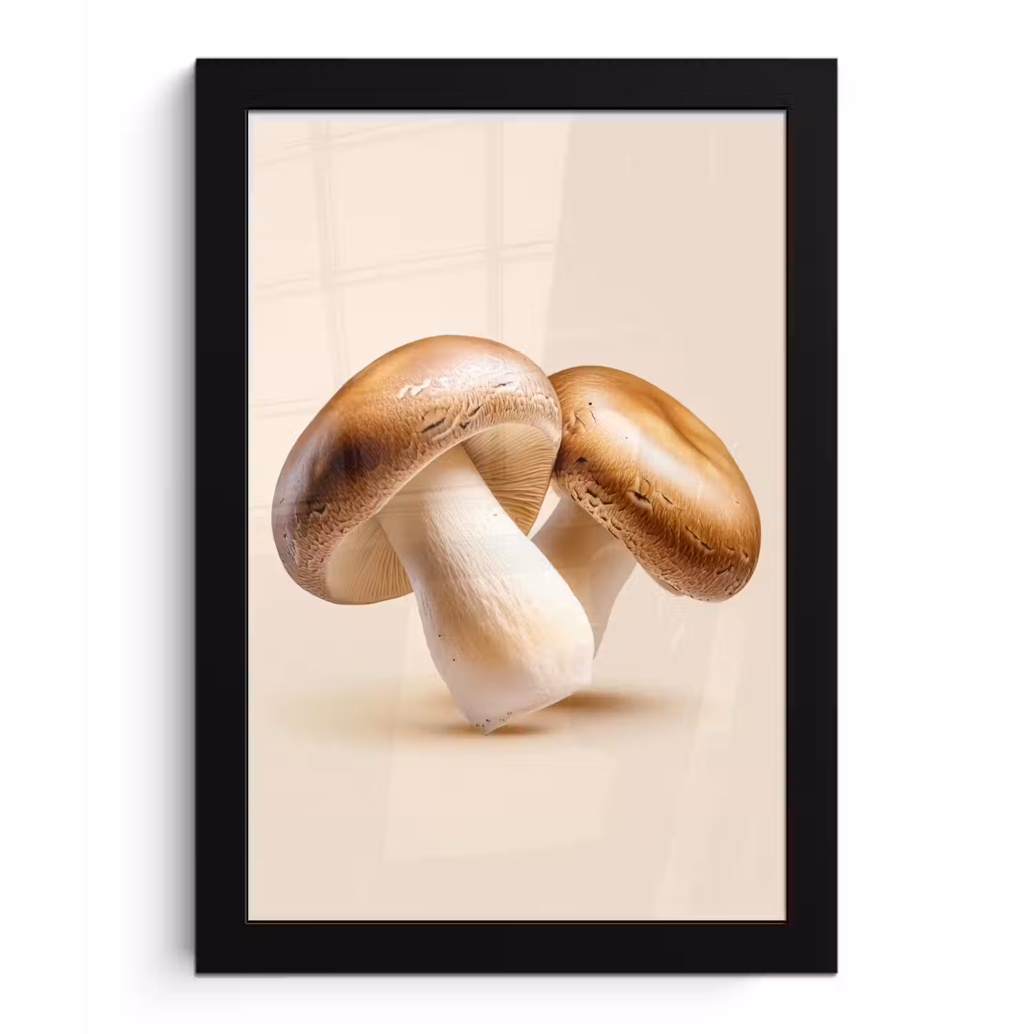 Champignons - Zacht - Beige fotolijst zwart zonder passe partout klein -3d
