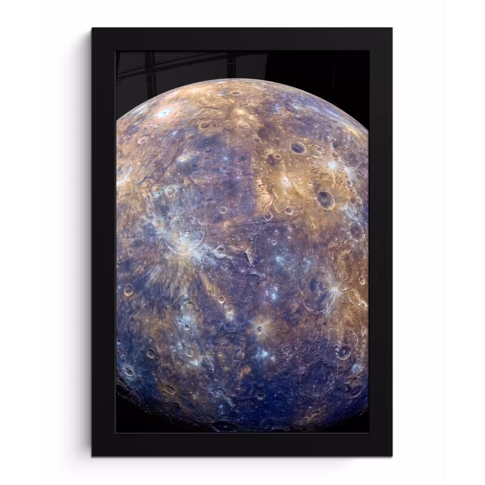 Bilder mit Rahmen - Planet – Krater – Weltraum - Planeet - Kraters - Ruimte fotolijst zwart zonder passe partout klein