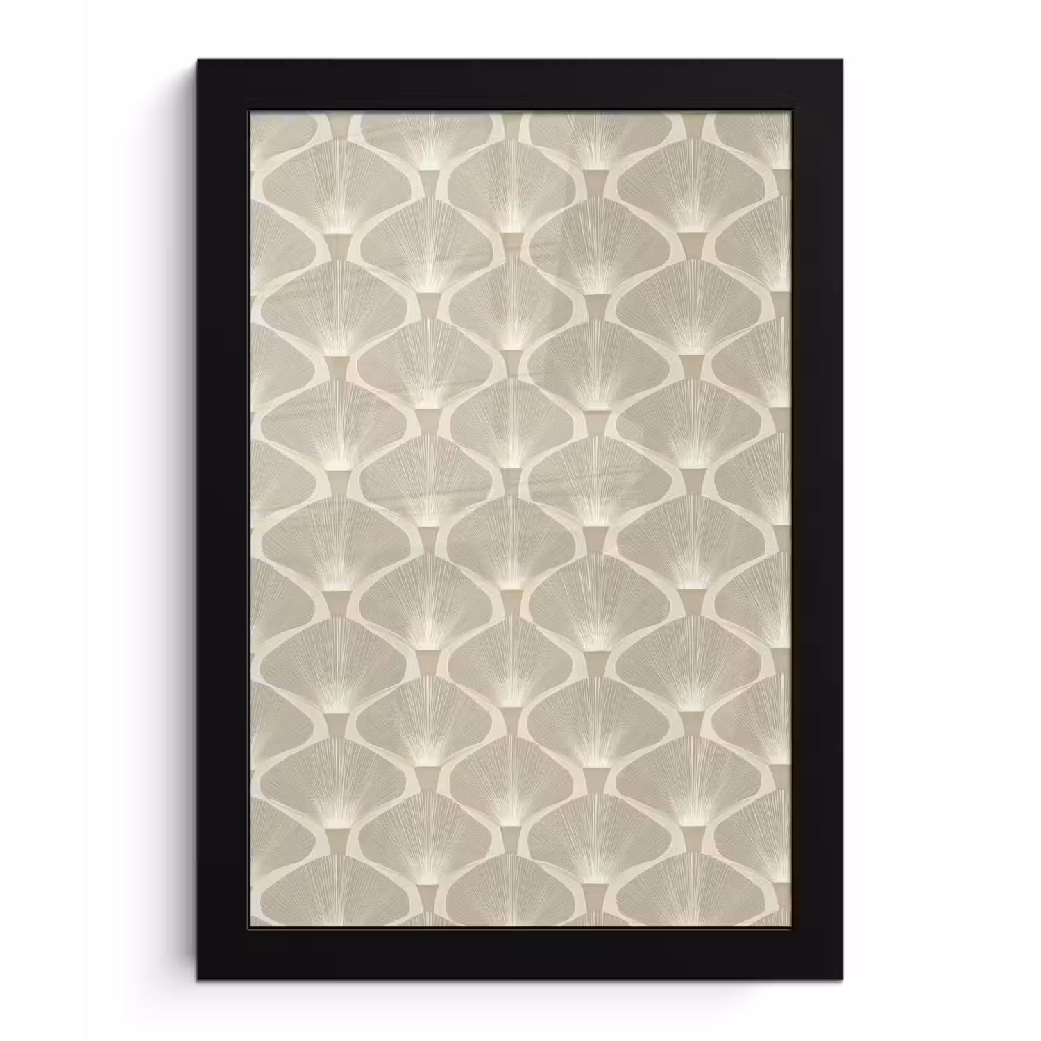 Paneel - Ginkgo - Zand fotolijst zwart zonder passe partout klein 224 -3d