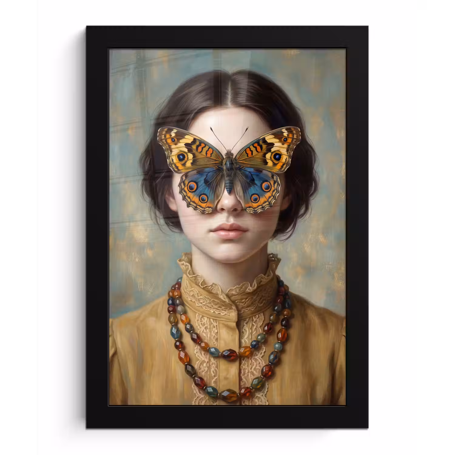 Portret - Vlinder - Kleurrijk fotolijst zwart zonder passe partout klein -3d