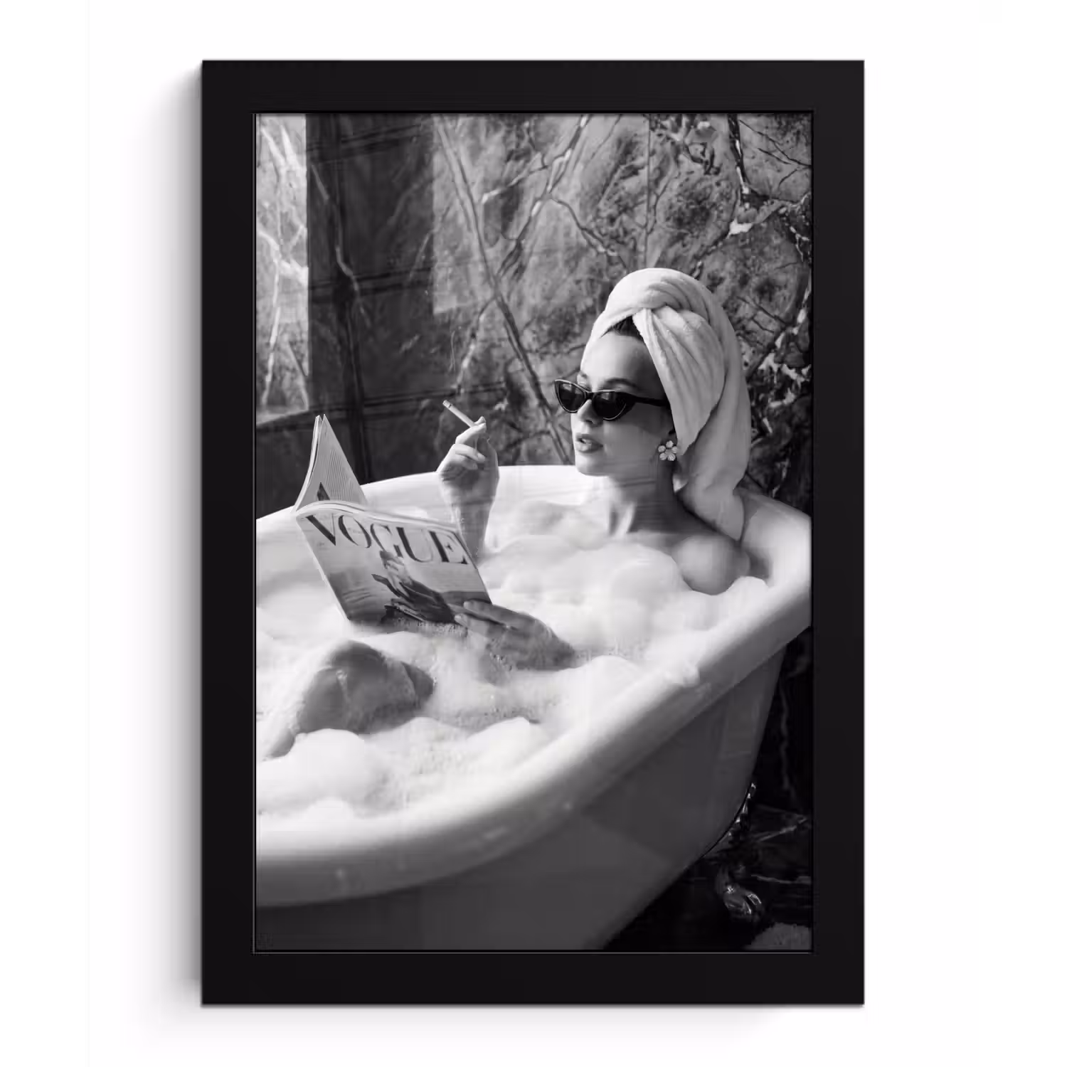 Relaxt - Bad - Zwart - Wit fotolijst zwart zonder passe partout klein -3d