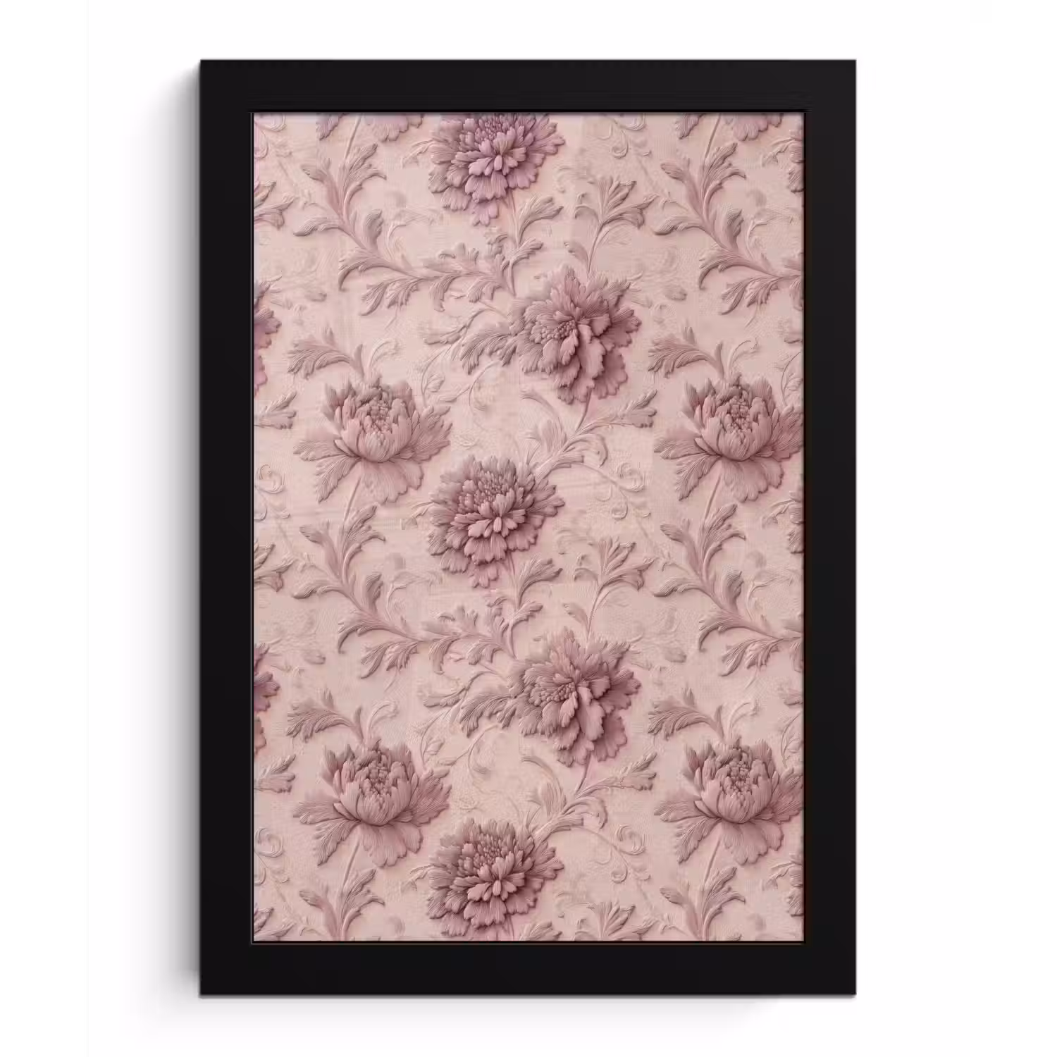 Reliëf - Pioenrozen - Roze fotolijst zwart zonder passe partout klein 224 -3d