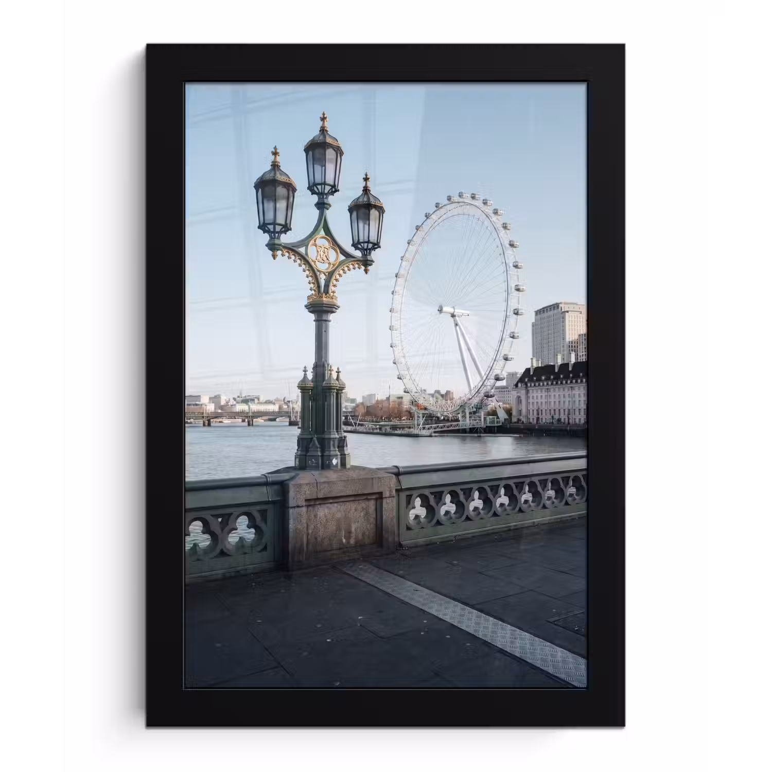 Reuzenrad - Londen - Stad - Architectuur - Brug fotolijst zwart zonder passe partout klein -3d