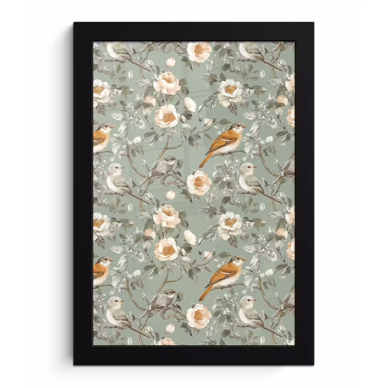 Roze - Vogels - Kleurrijk fotolijst zwart zonder passe partout klein 224 -3d