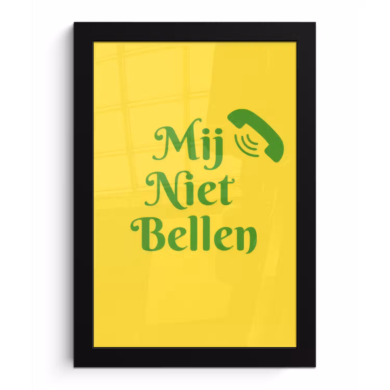 Mij niet bellen - Telefoon - Geel fotolijst zwart zonder passe partout klein -3d