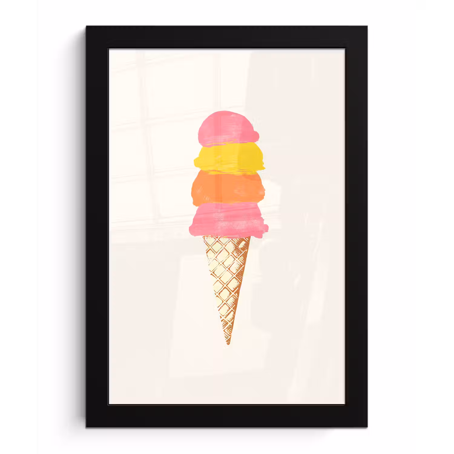 Schepijs - Hoorntje - Illustratie - Minimalistisch fotolijst zwart zonder passe partout klein -3d