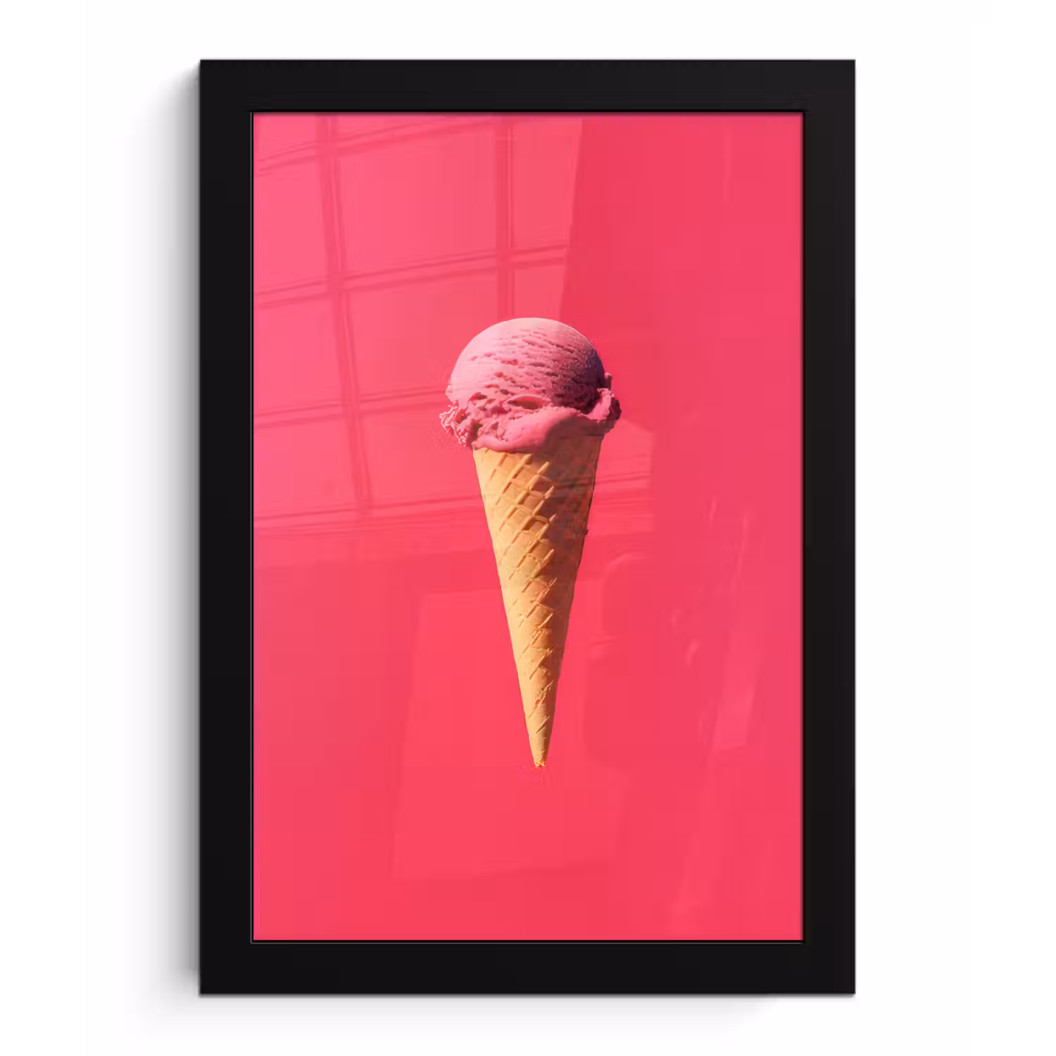 Schepijs - Roze - Hoorntje fotolijst zwart zonder passe partout klein -3d