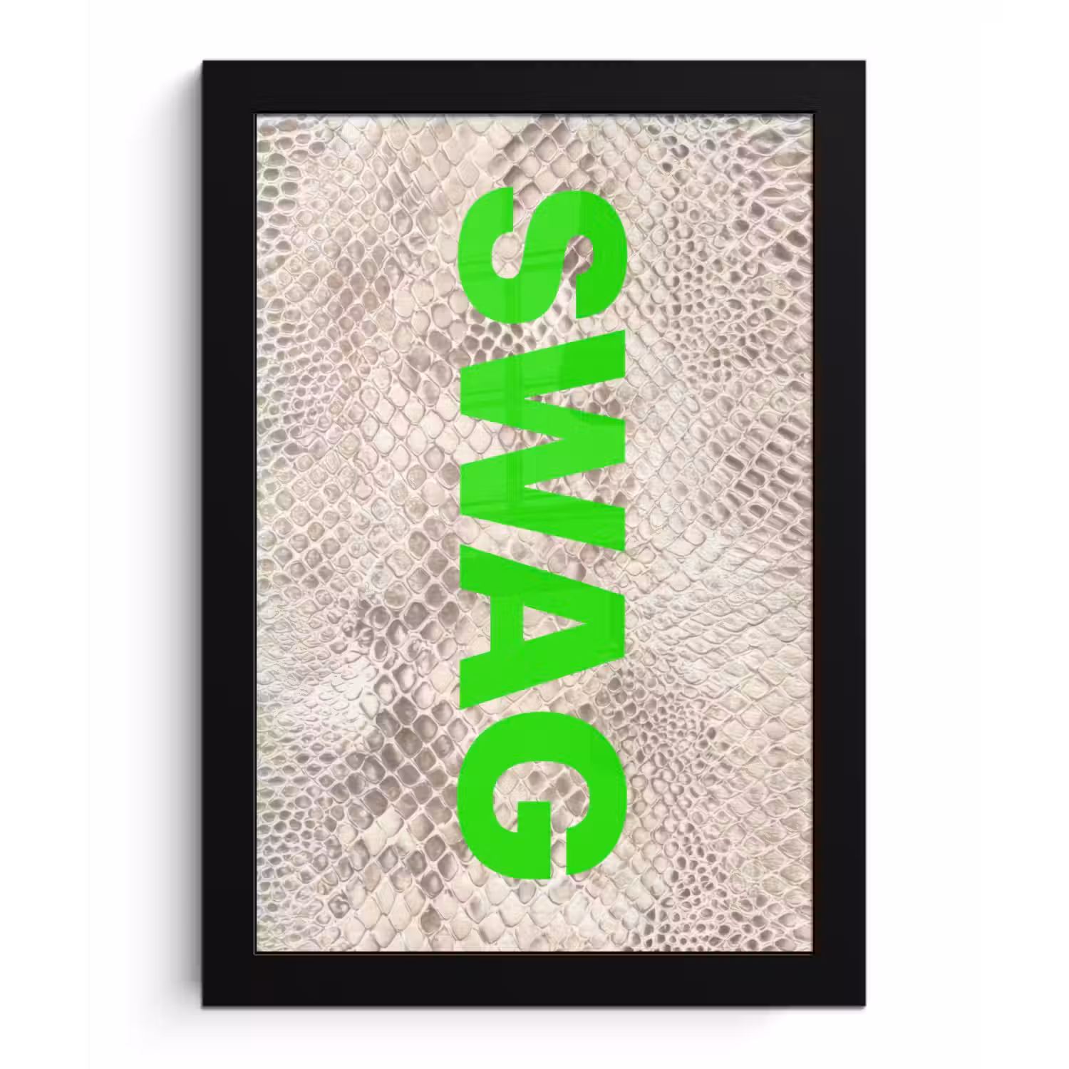 Slangenprint - SWAG - Neon - Groen fotolijst zwart zonder passe partout klein -3d