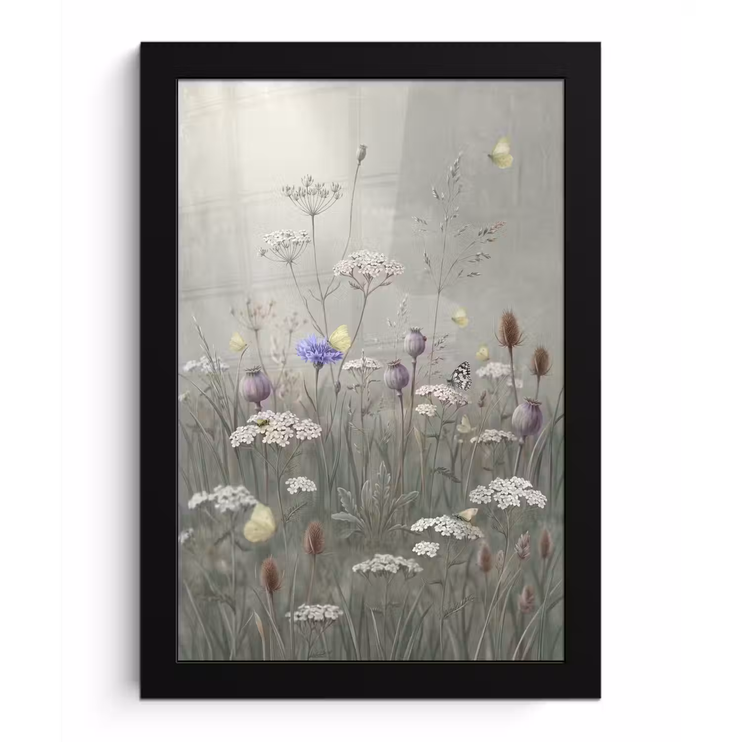 Vlinders - Wildbloemen - Illustratie - Kleurrijk fotolijst zwart zonder passe partout klein -3d