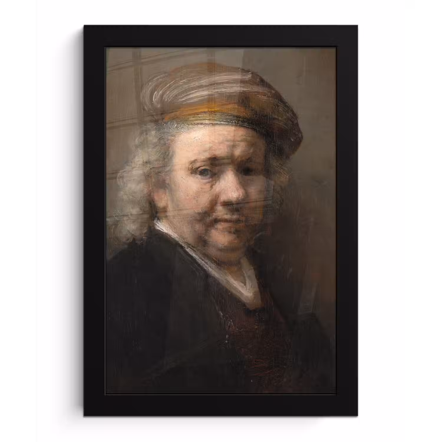 Zelfportret - Schilderij van Rembrandt van Rijn fotolijst zwart zonder passe partout klein -3d