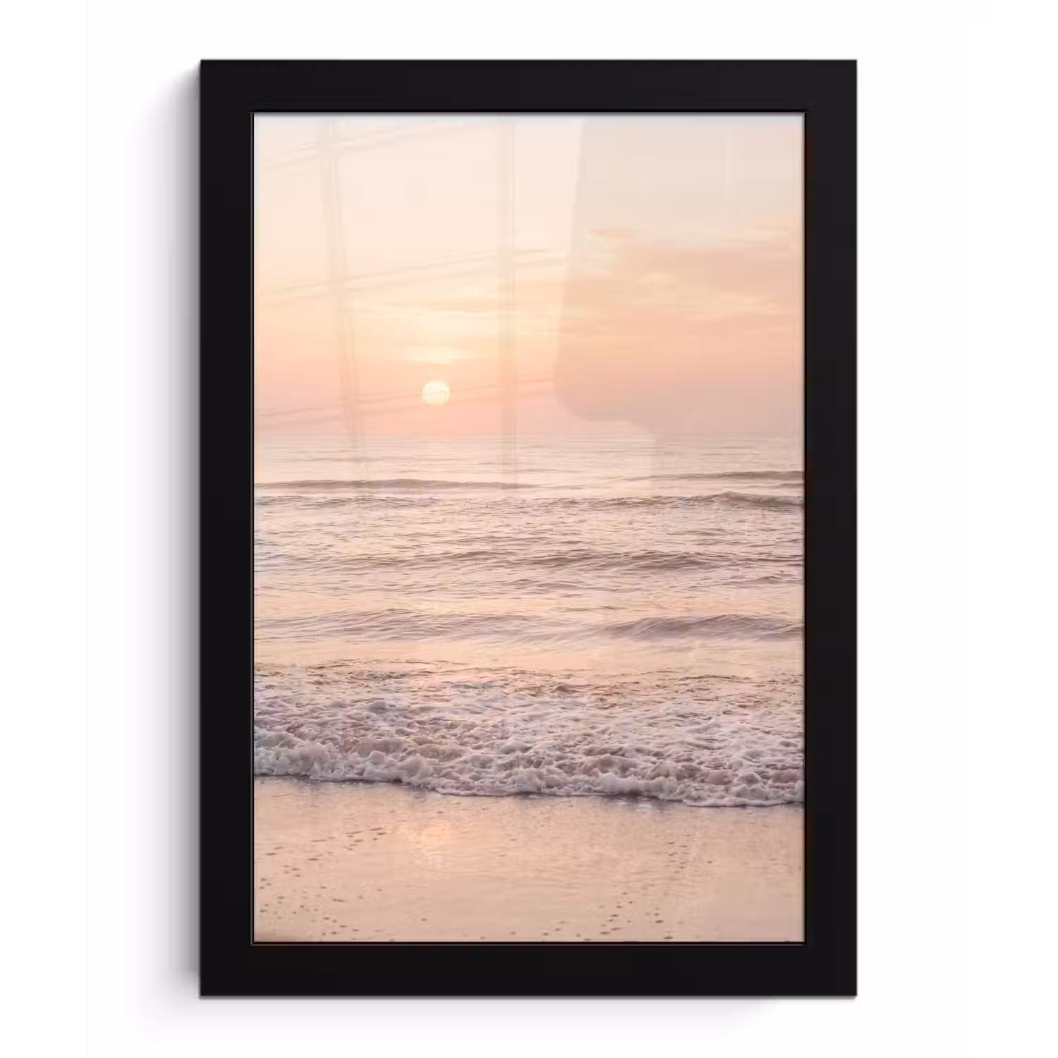 Zon - Strand - Roze fotolijst zwart zonder passe partout klein -3d