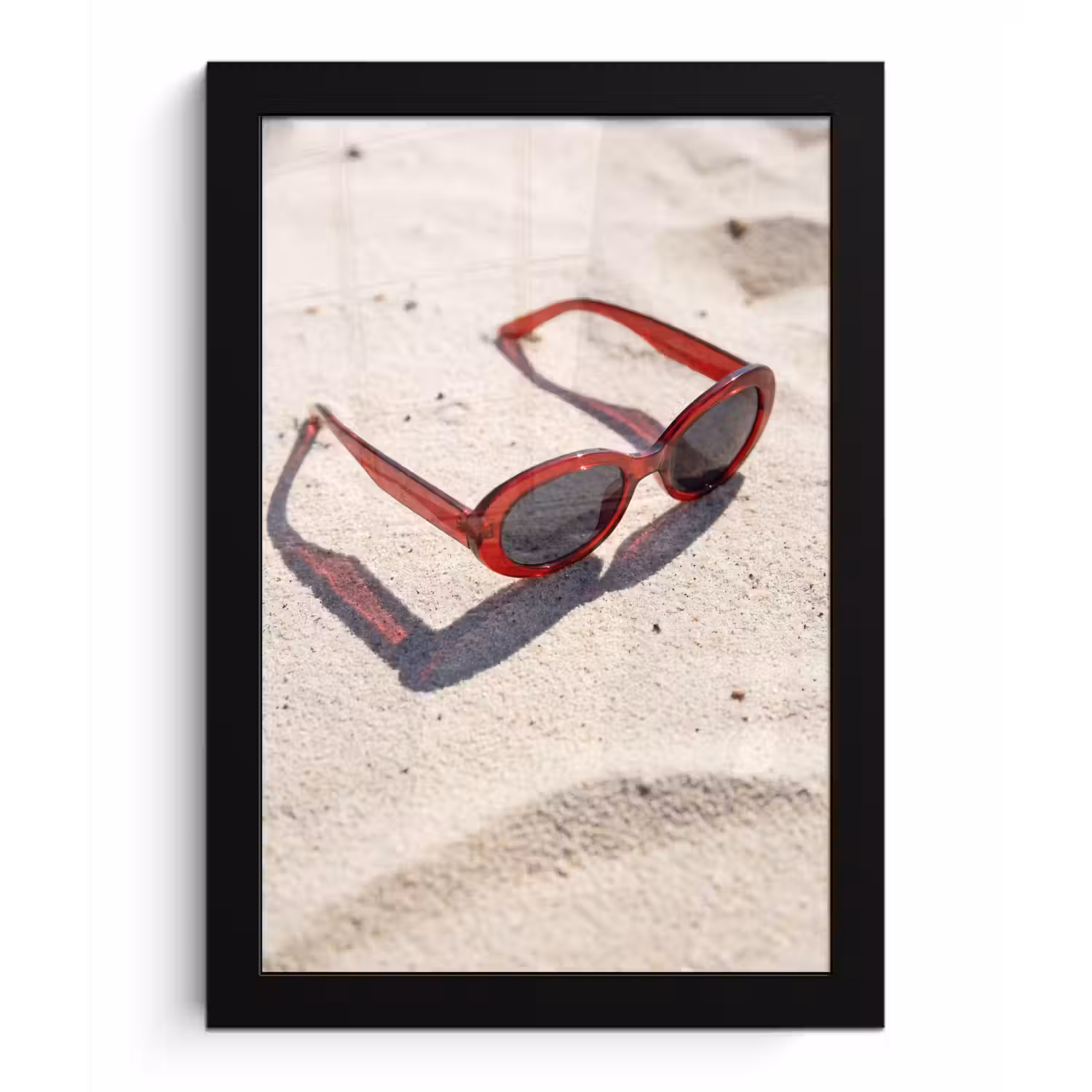 Zonnebril - Strand - Vakantie - Rood fotolijst zwart zonder passe partout klein -3d