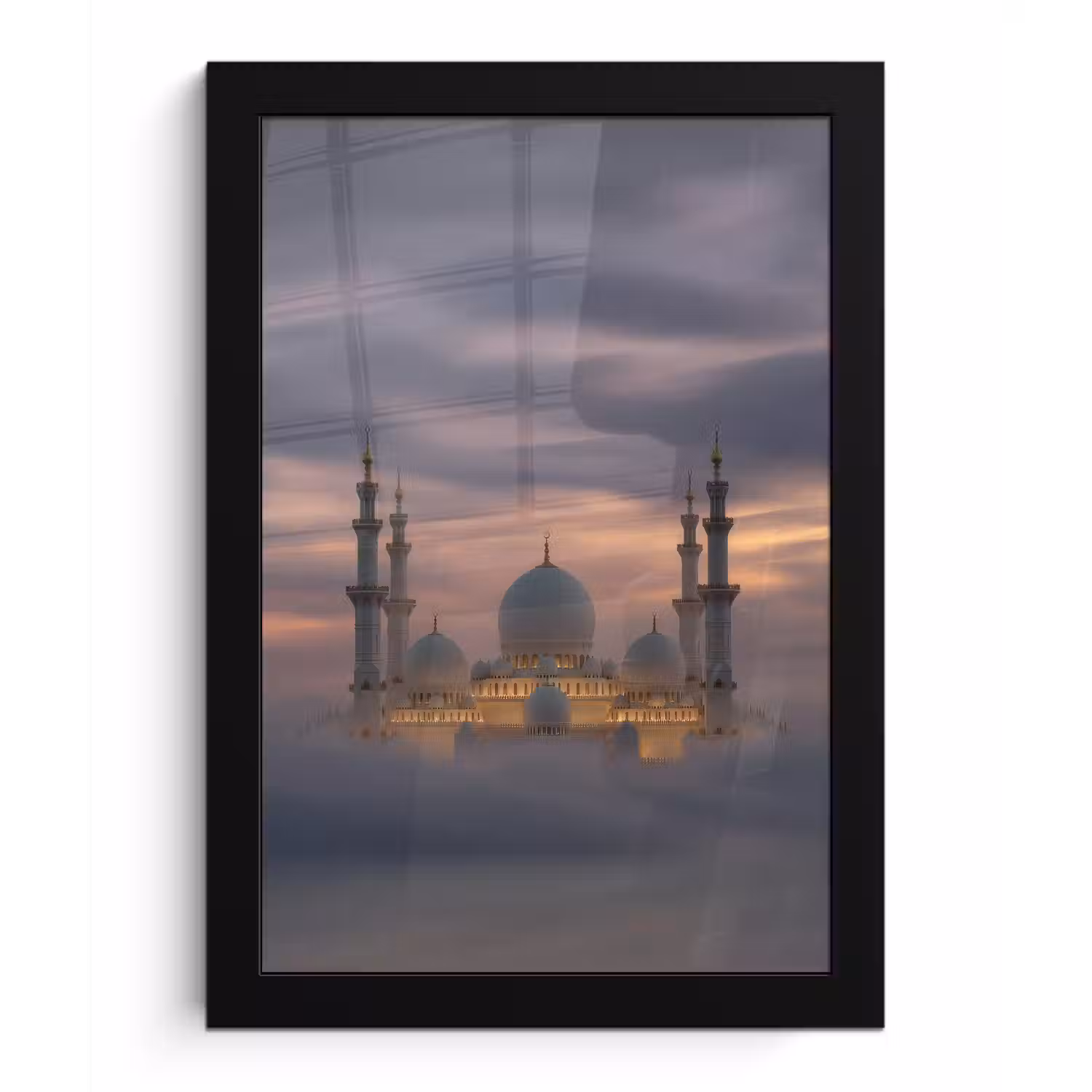 Zonsondergang - Moskee - Wolken fotolijst zwart zonder passe partout klein -3d