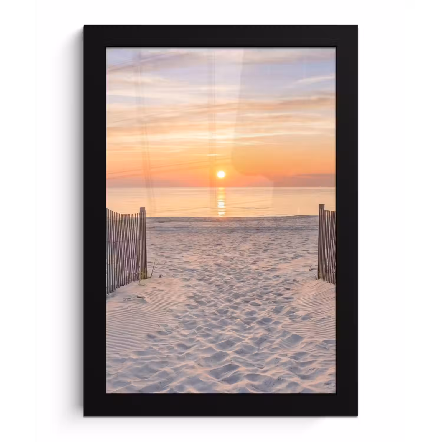 Zonsondergang - Strand - Zand fotolijst zwart zonder passe partout klein -3d