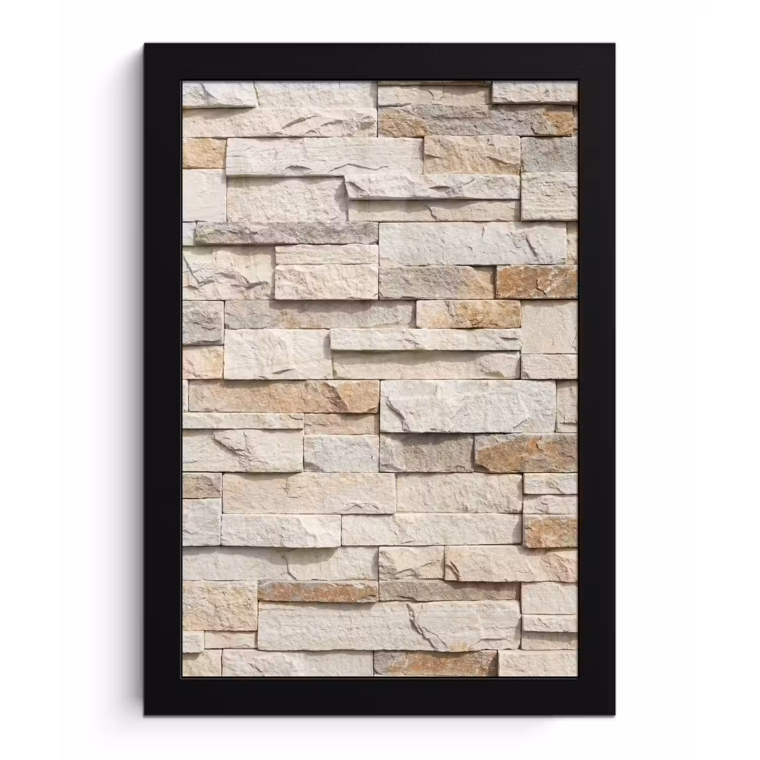 Steen - Muur - Textuur - Rustiek - Beige fotolijst zwart zonder passe partout klein -3d