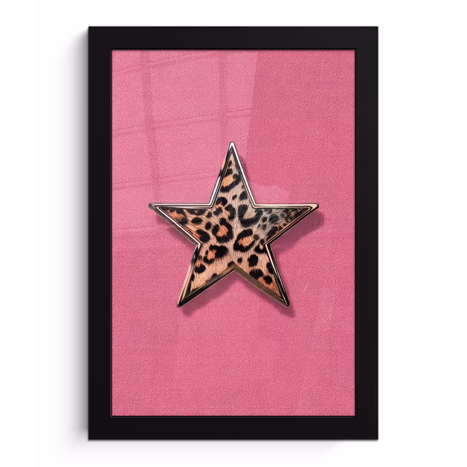 Ster - Luipaard - Print - Roze fotolijst zwart zonder passe partout klein -3d