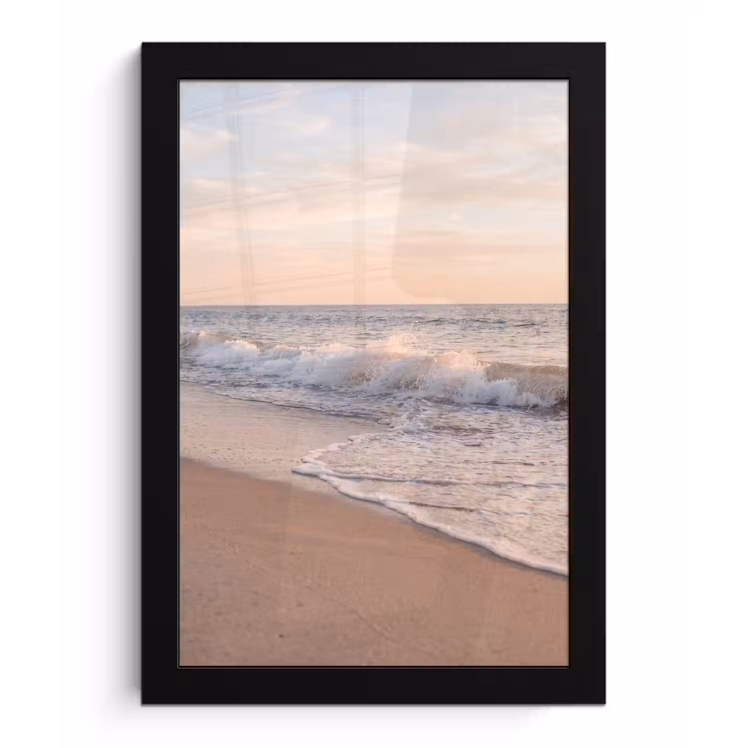 Strand - Zee - Golven - Natuur - Zonsondergang fotolijst zwart zonder passe partout klein -3d