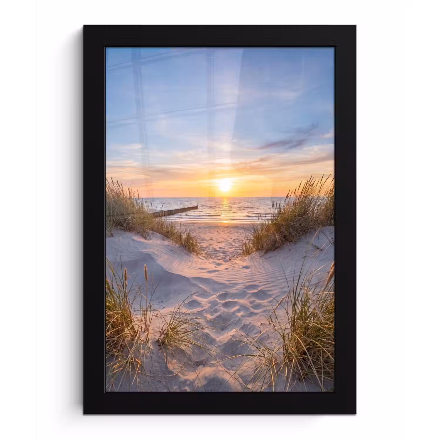 Strand - Zonsondergang - Natuur - Landschap fotolijst zwart zonder passe partout klein -3d