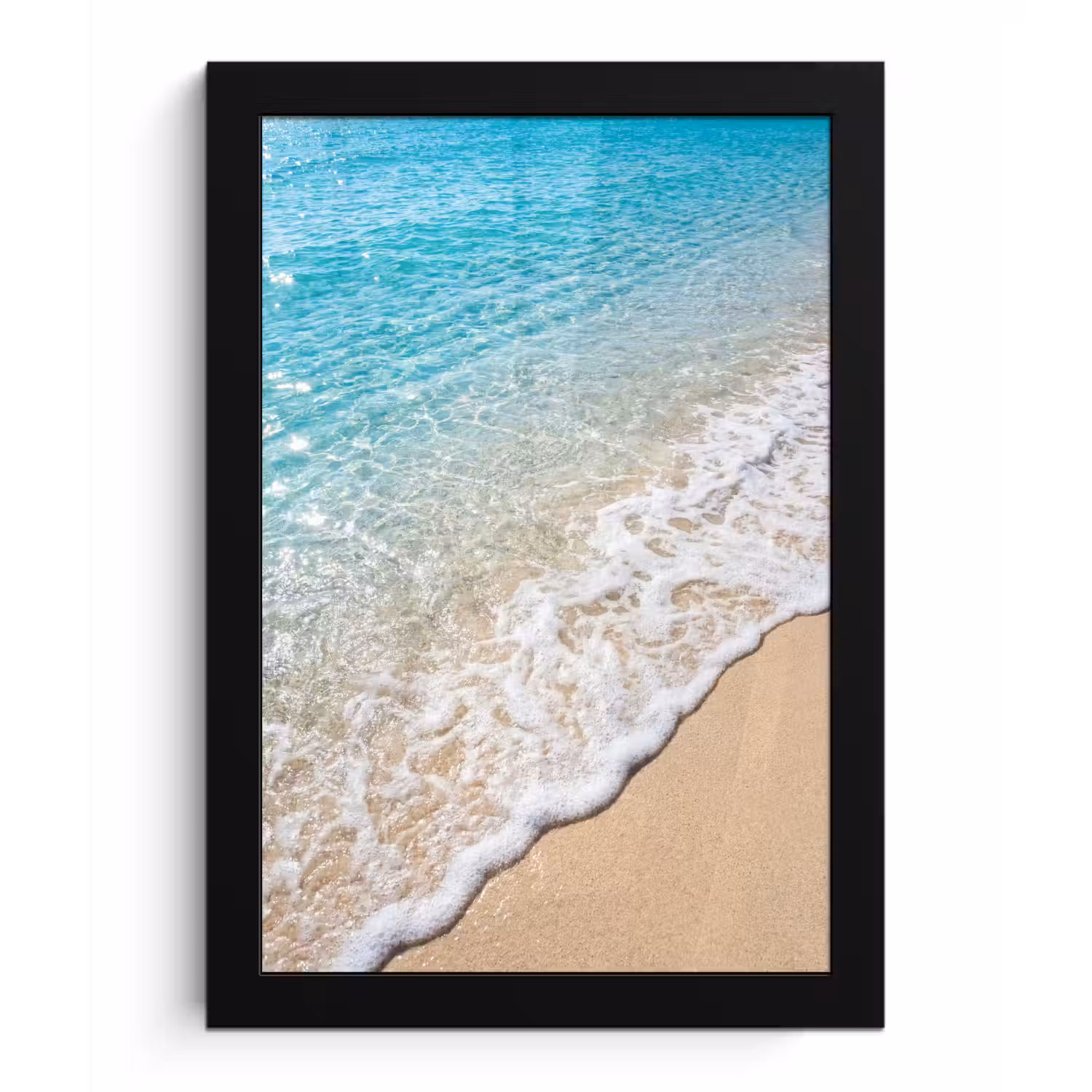 Strand - Water - Natuur - Blauw - Beige fotolijst zwart zonder passe partout klein -3d