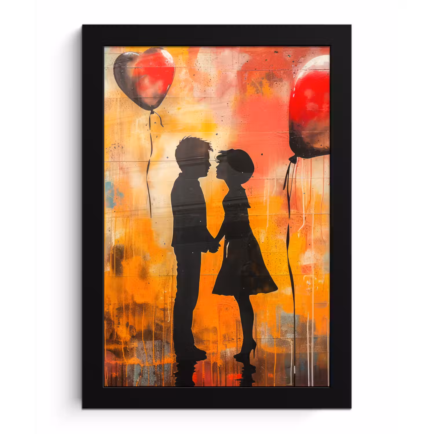 Street art - Liefde - Graffiti - Kunst - Banksy fotolijst zwart zonder passe partout klein -3d
