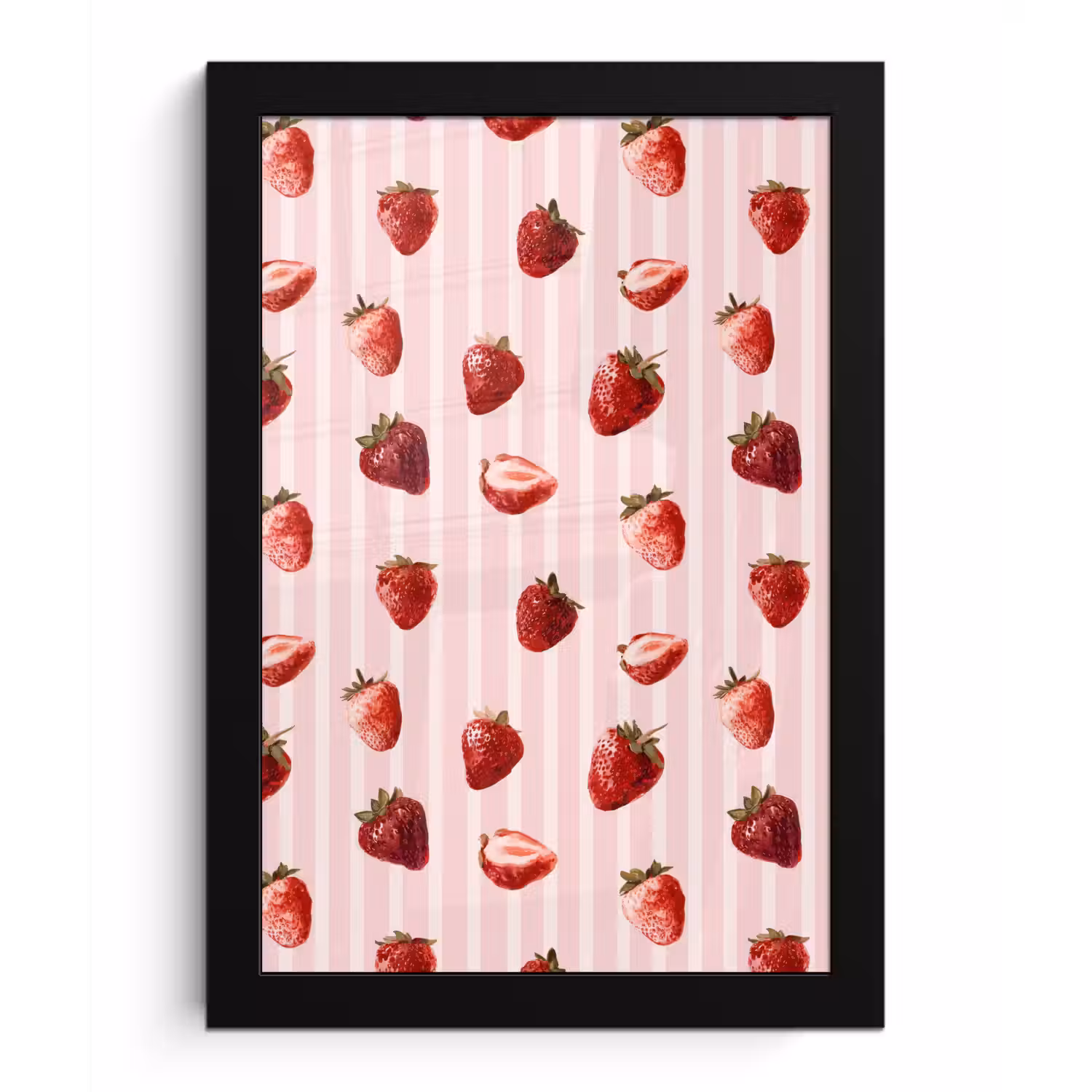 Strepen - Aardbei - Roze fotolijst zwart zonder passe partout klein 224 -3d