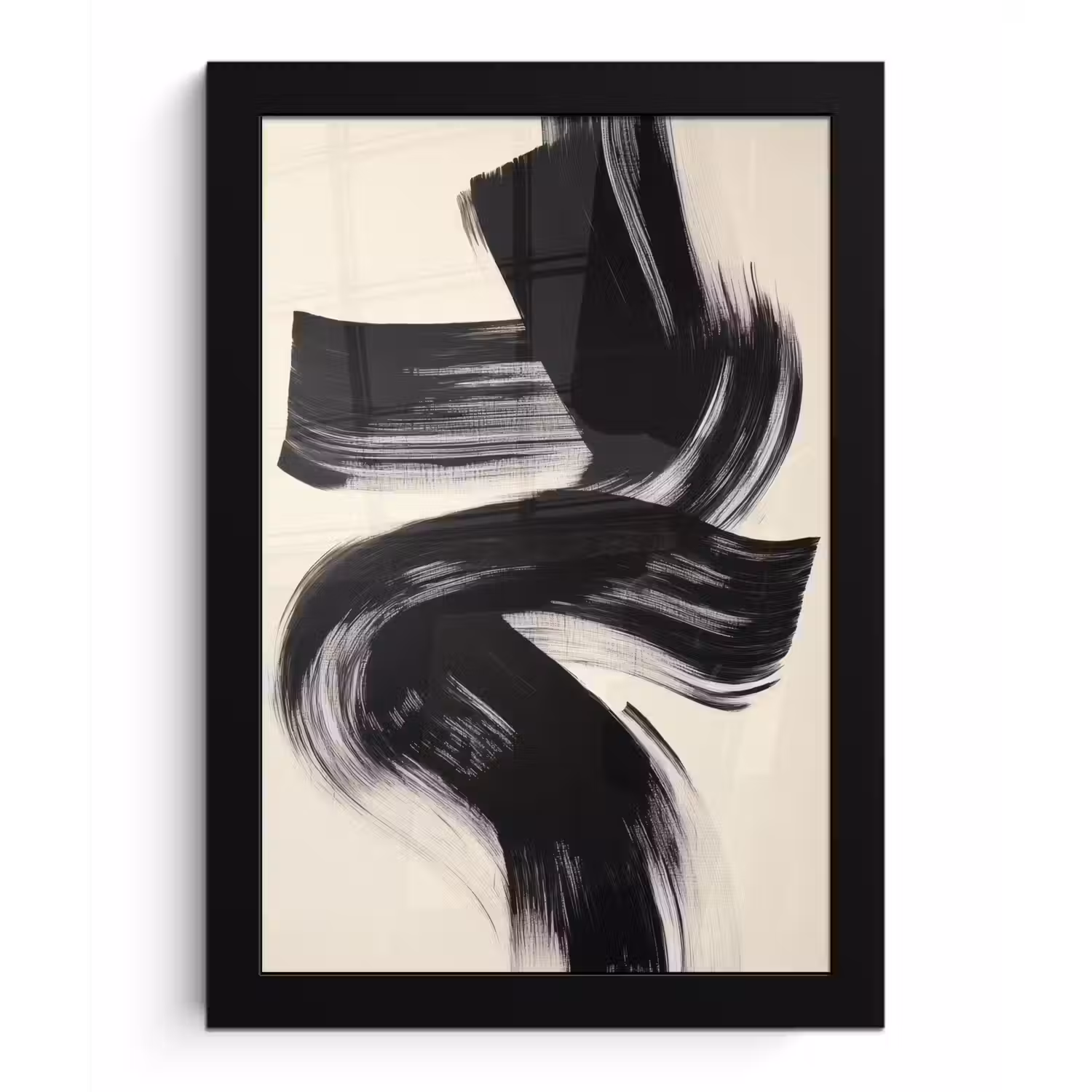 Strepen - Zwart - Abstract fotolijst zwart zonder passe partout klein -3d