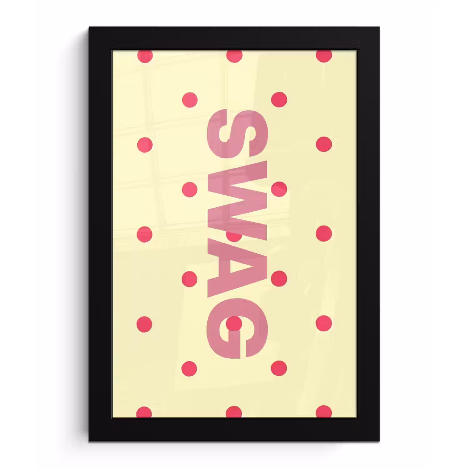 Swag - Roze - Stippen - Geel fotolijst zwart zonder passe partout klein -3d