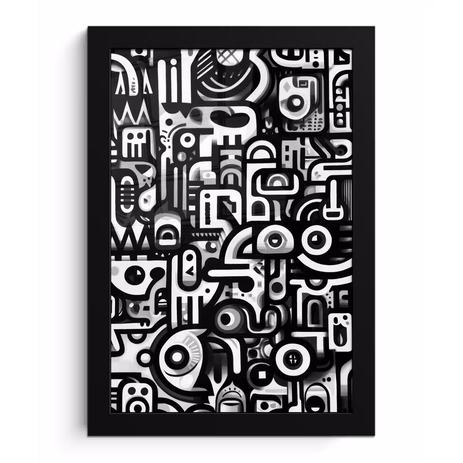 Symbolen - Abstract - Grafisch - Zwart fotolijst zwart zonder passe partout klein -3d